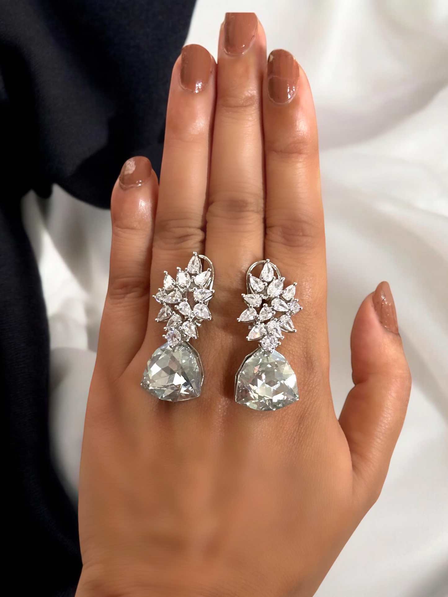 Swarovski Daisy Traiangle Crystal Earrings