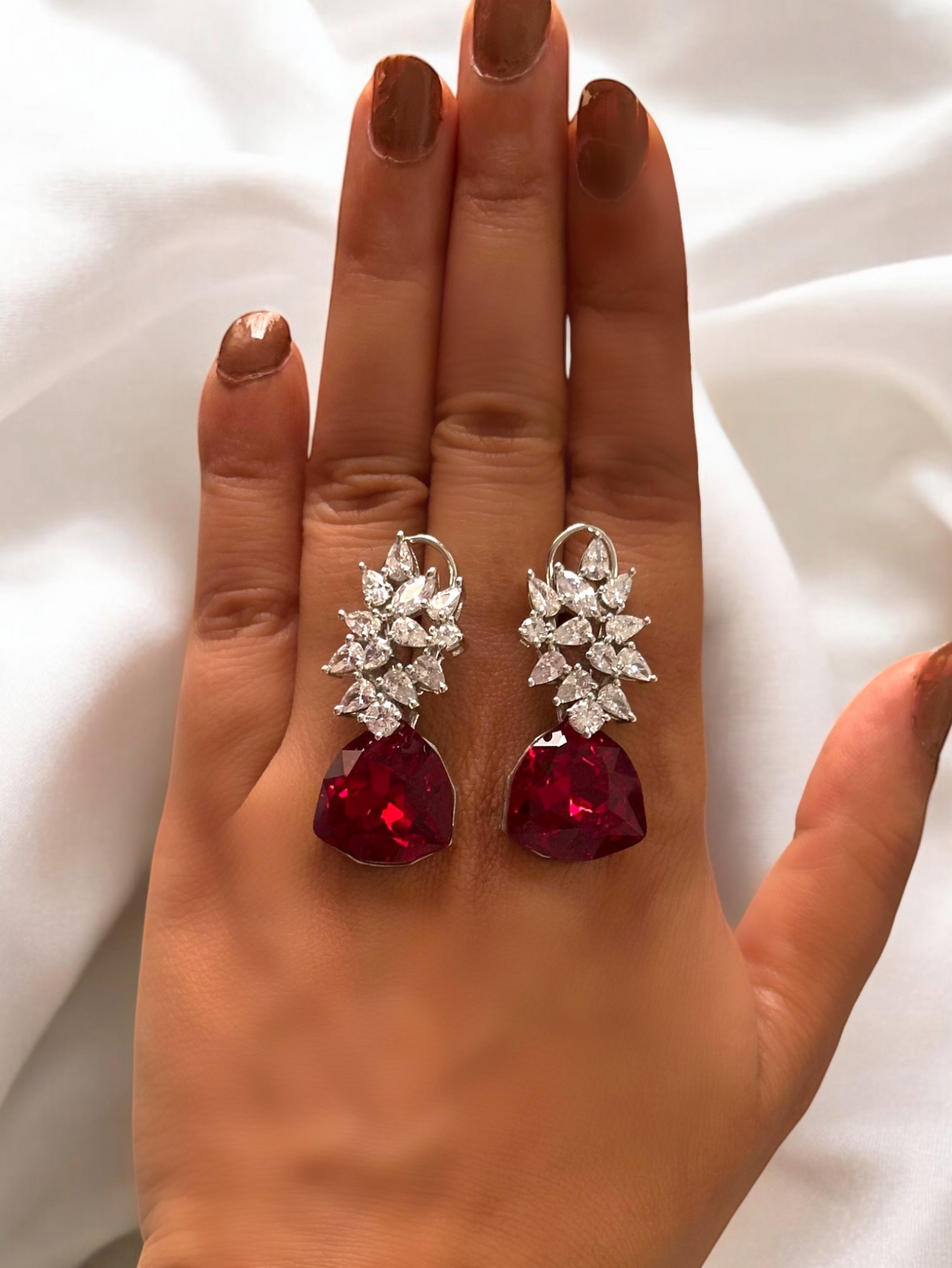 Swarovski Daisy Traiangle Crystal Earrings