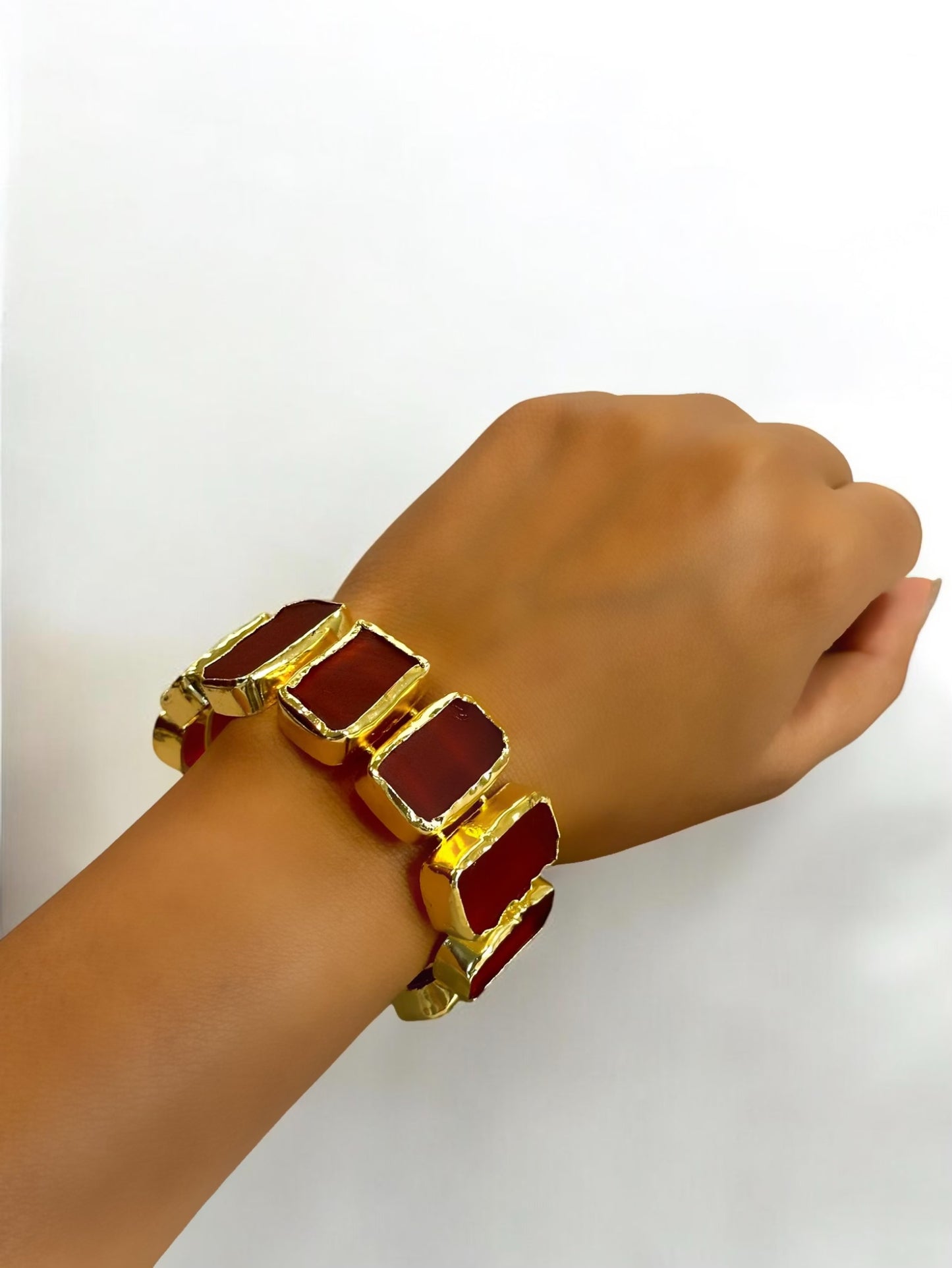 Natural Stone Box Mayanka Statement Brass Kada Adjustable