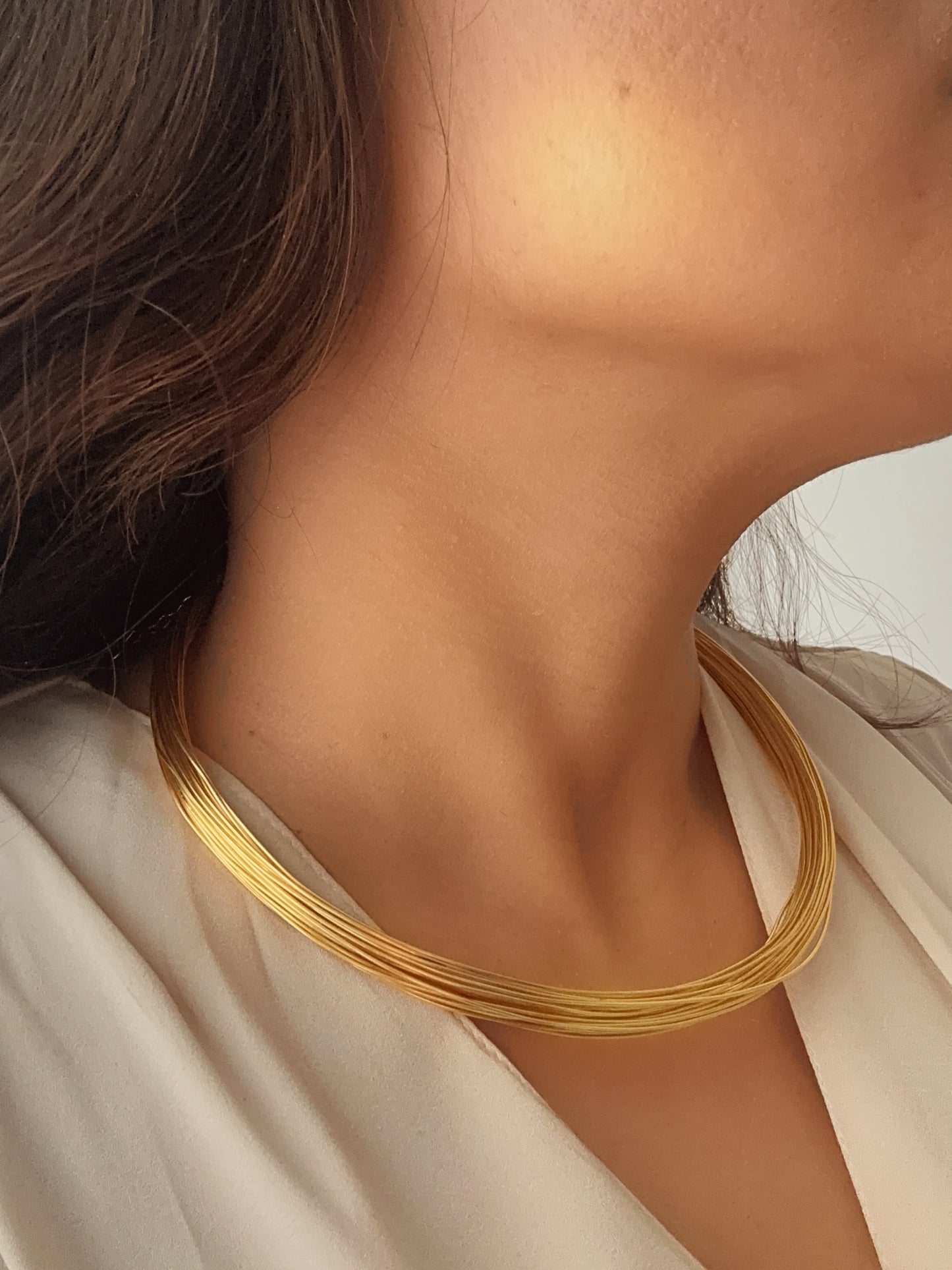Multiwire European Torque Necklace Plain Hasli