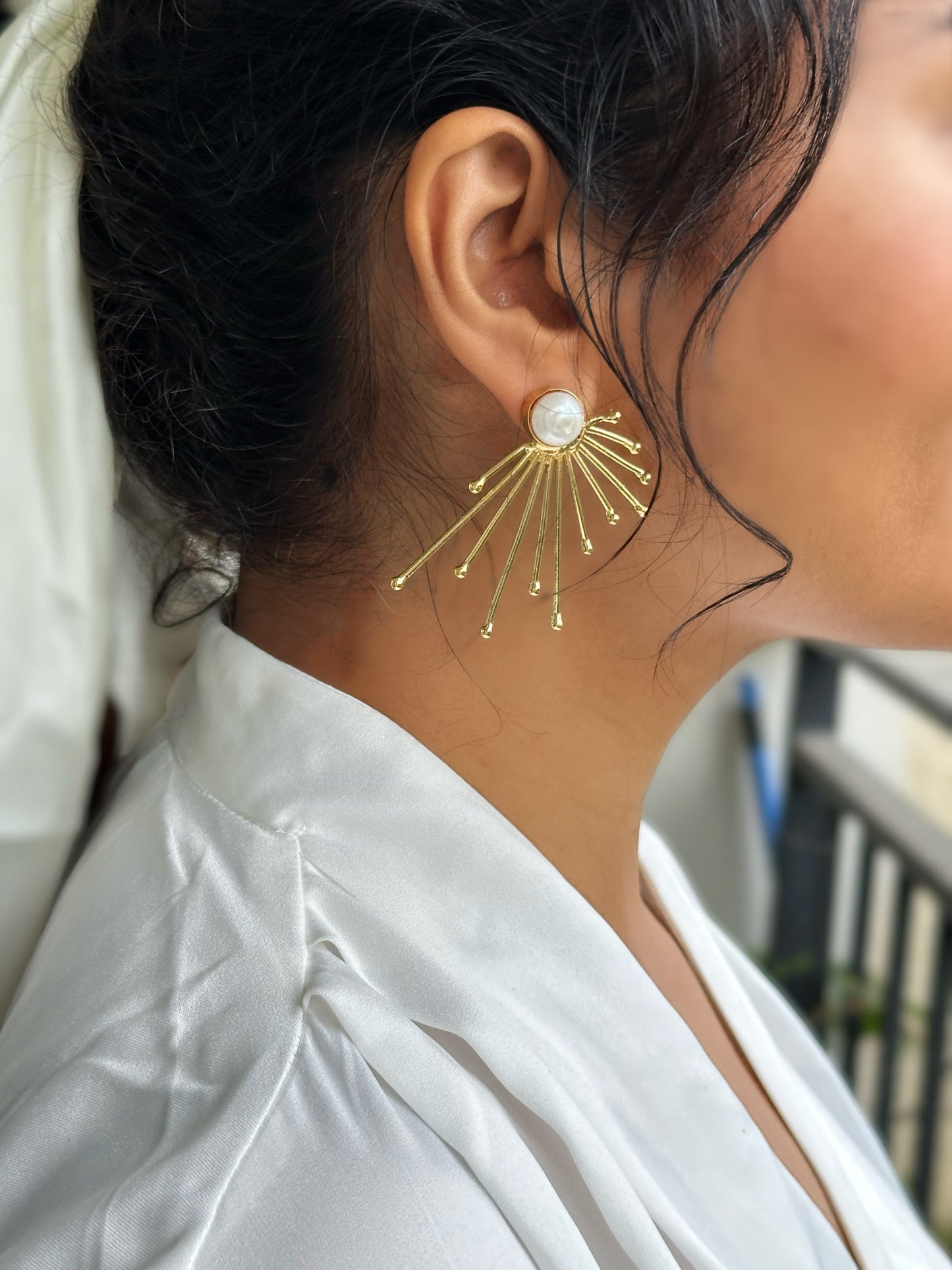 Sunrise Pearl Brass Studs