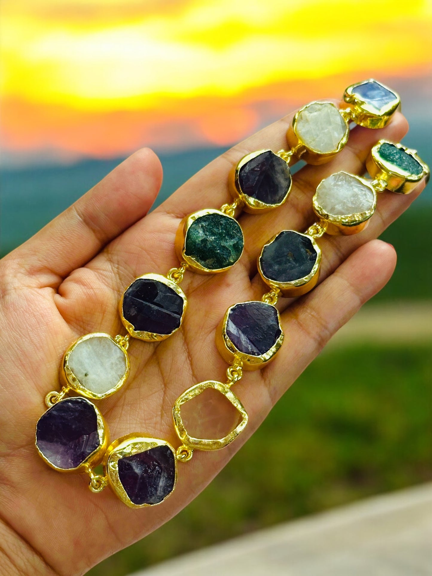 Multi Stone Statement String Necklace