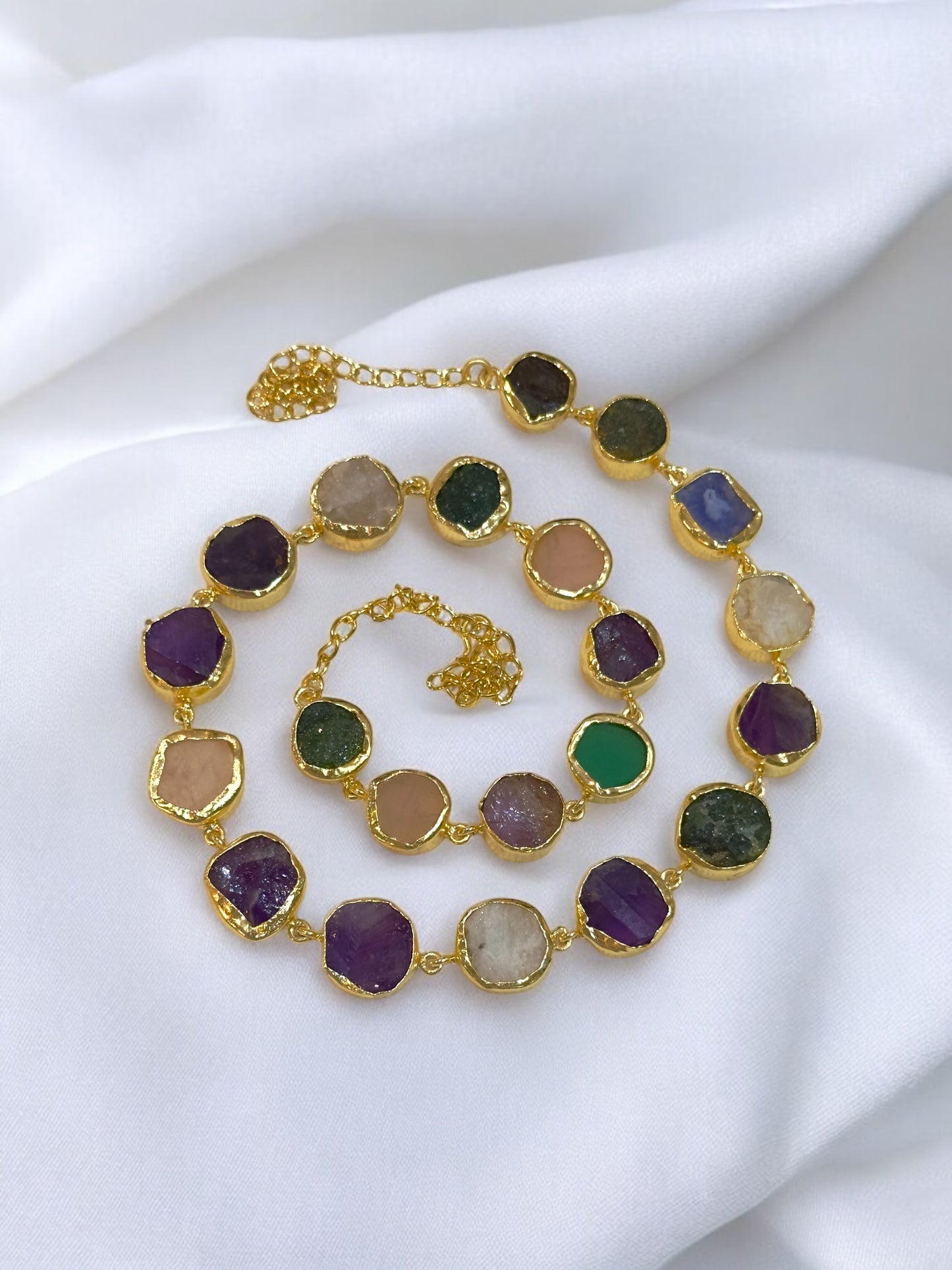 Multi Stone Statement String Necklace