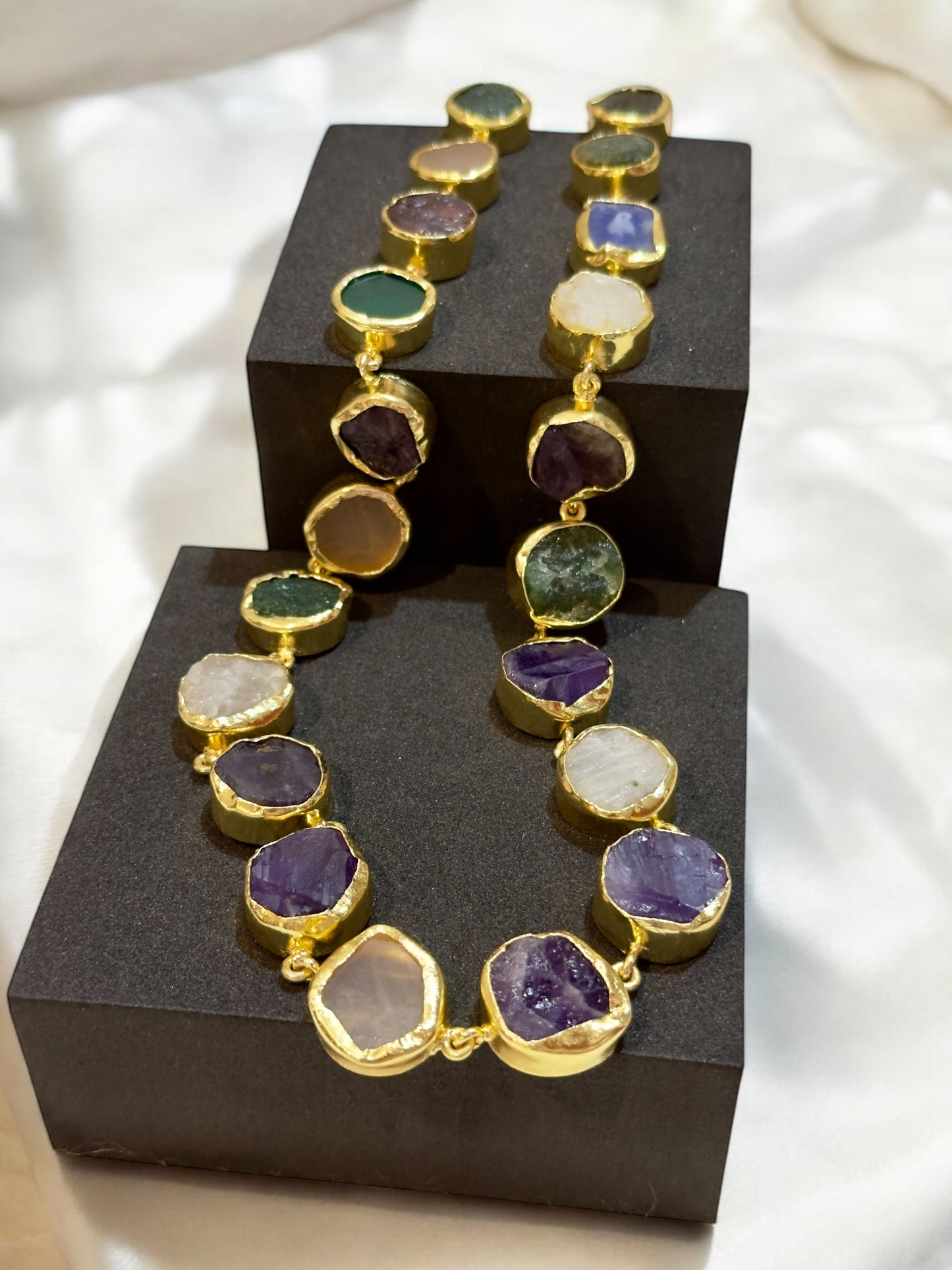 Multi Stone Statement String Necklace