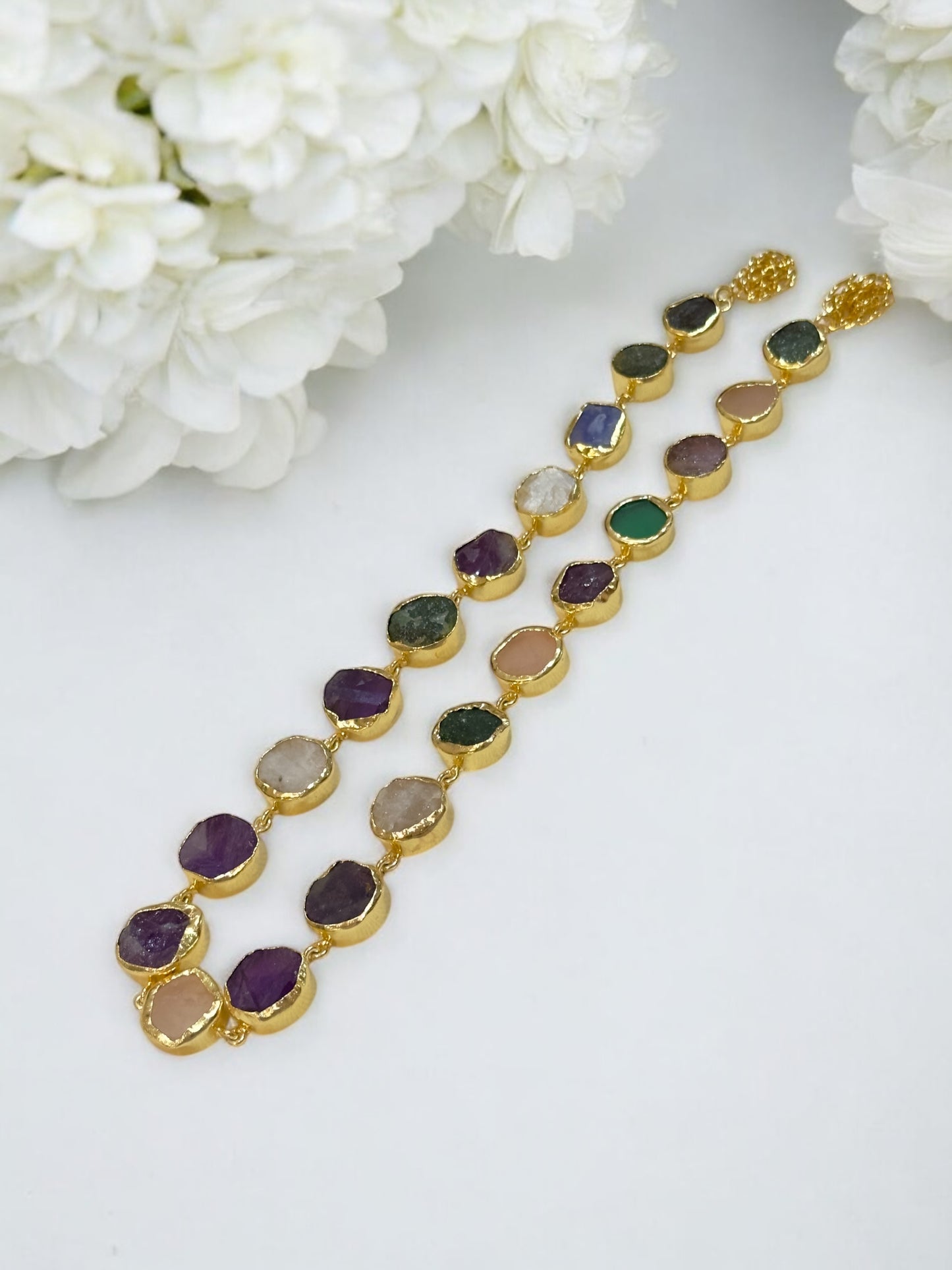 Multi Stone Statement String Necklace
