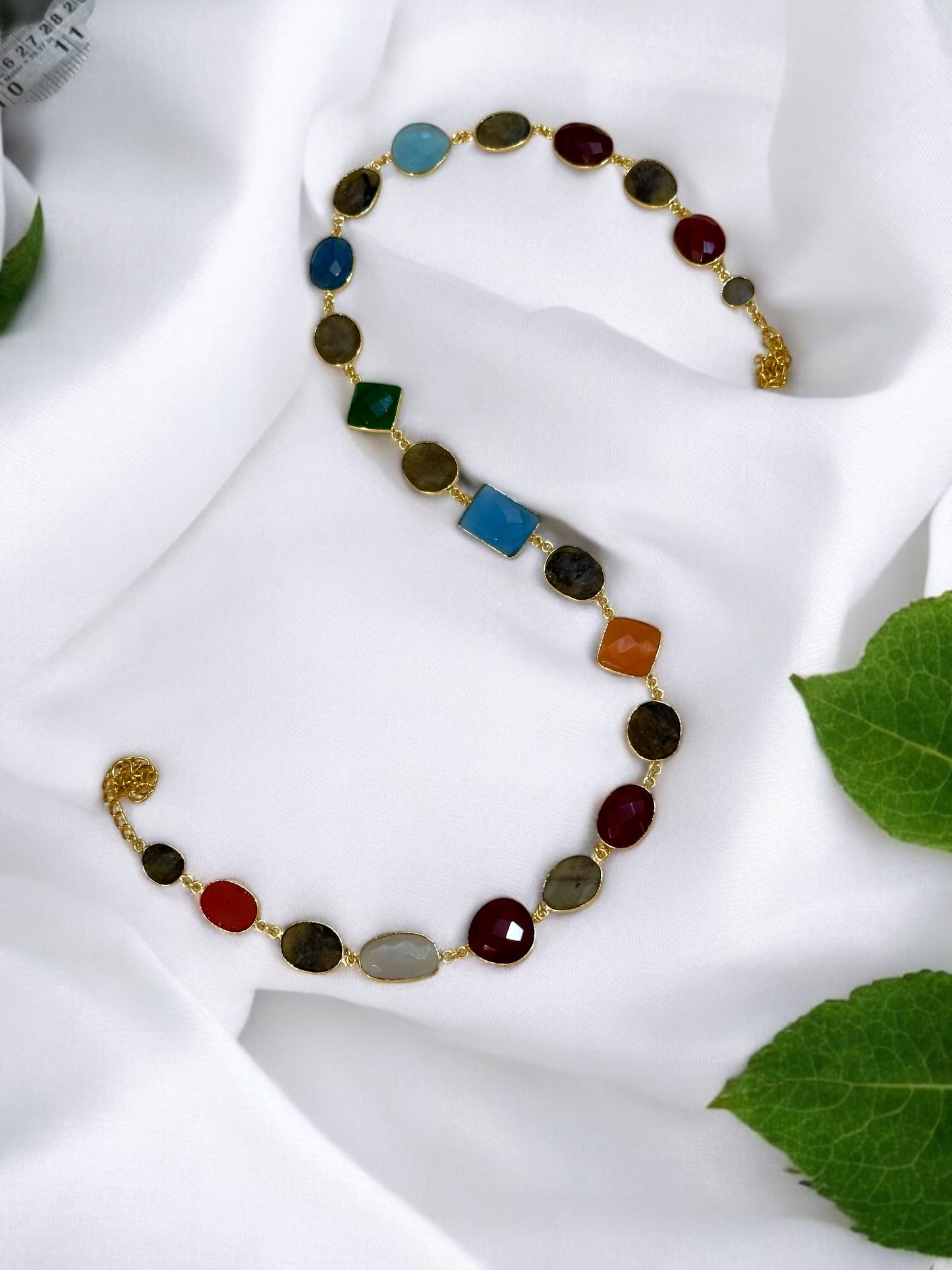 Multi Stone Oval Cut String Necklace