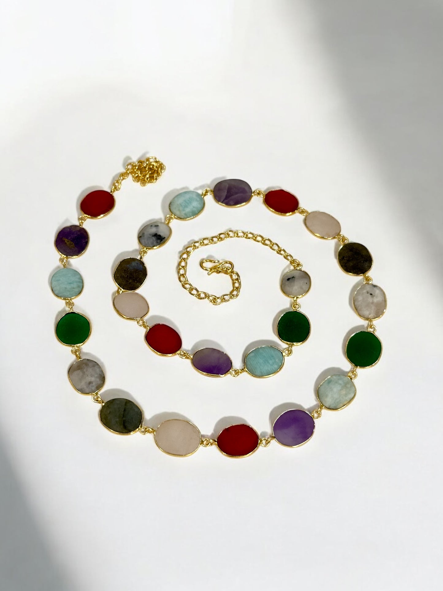 Multi Stone Oval Cut String Necklace