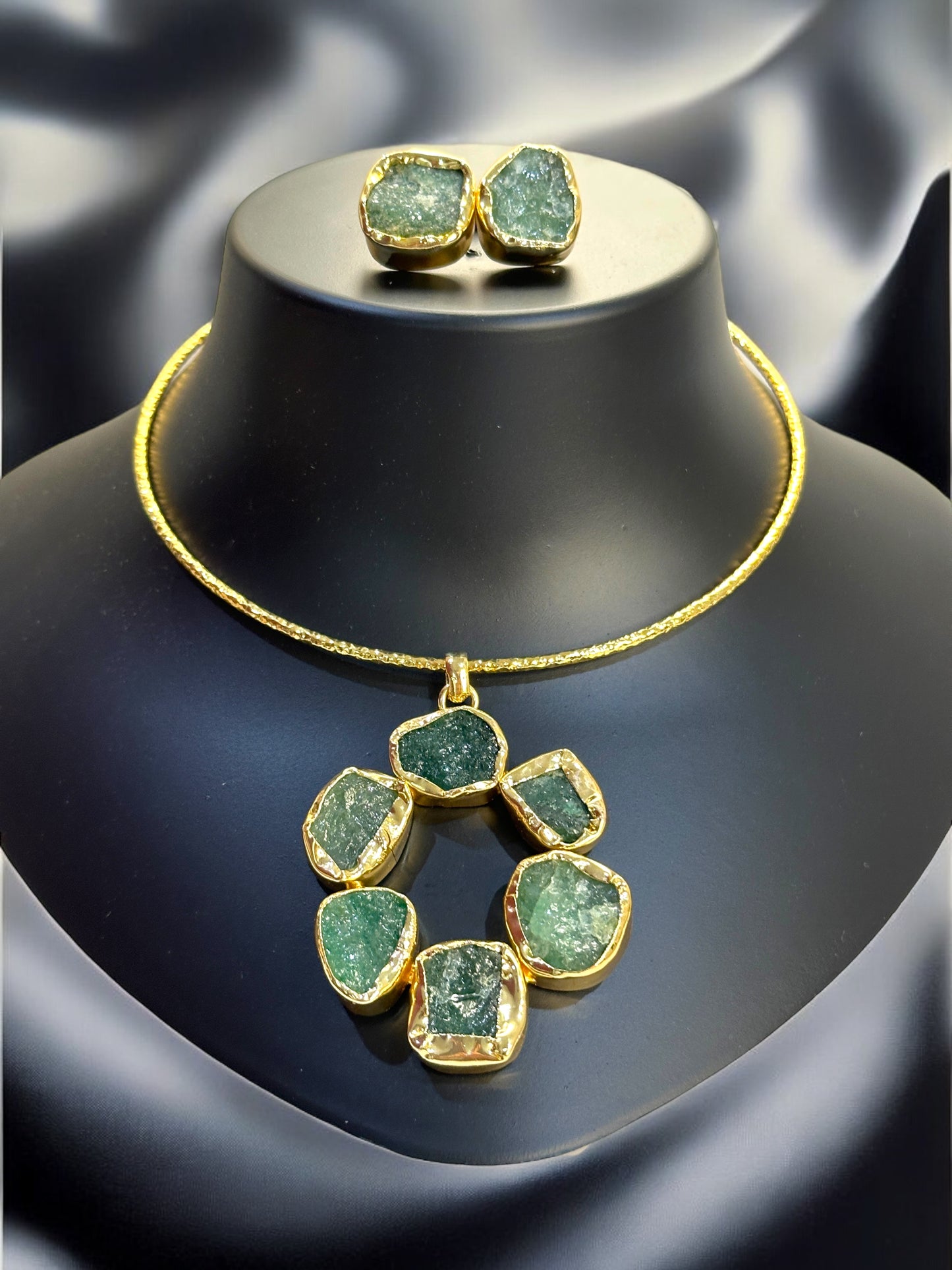Green Aventurine Statement Floral Hasli