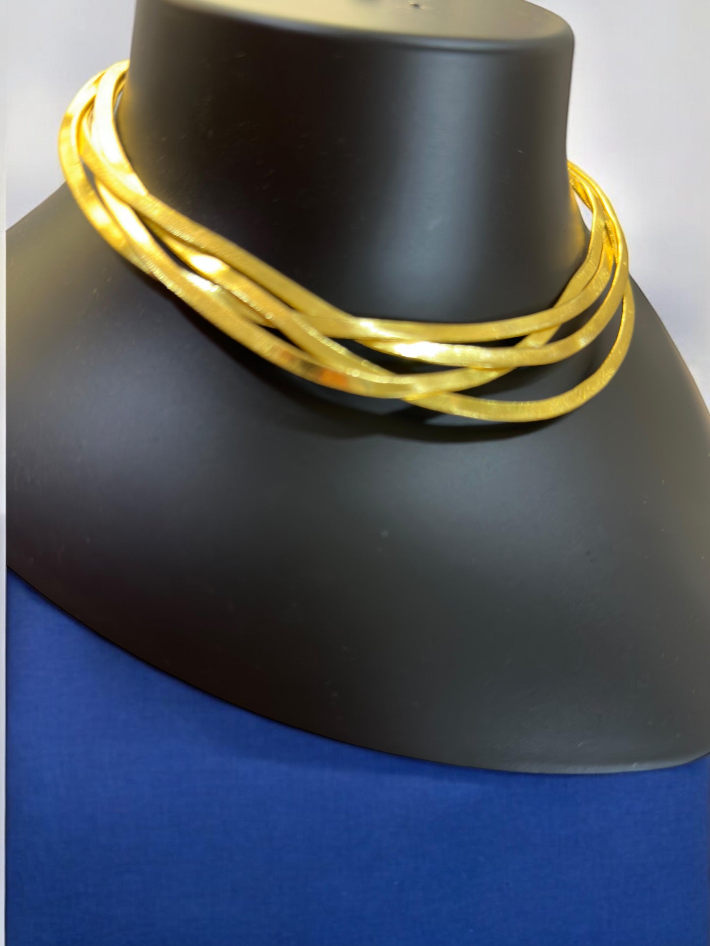 Flat Noodle Statement Gold Plated Hasli