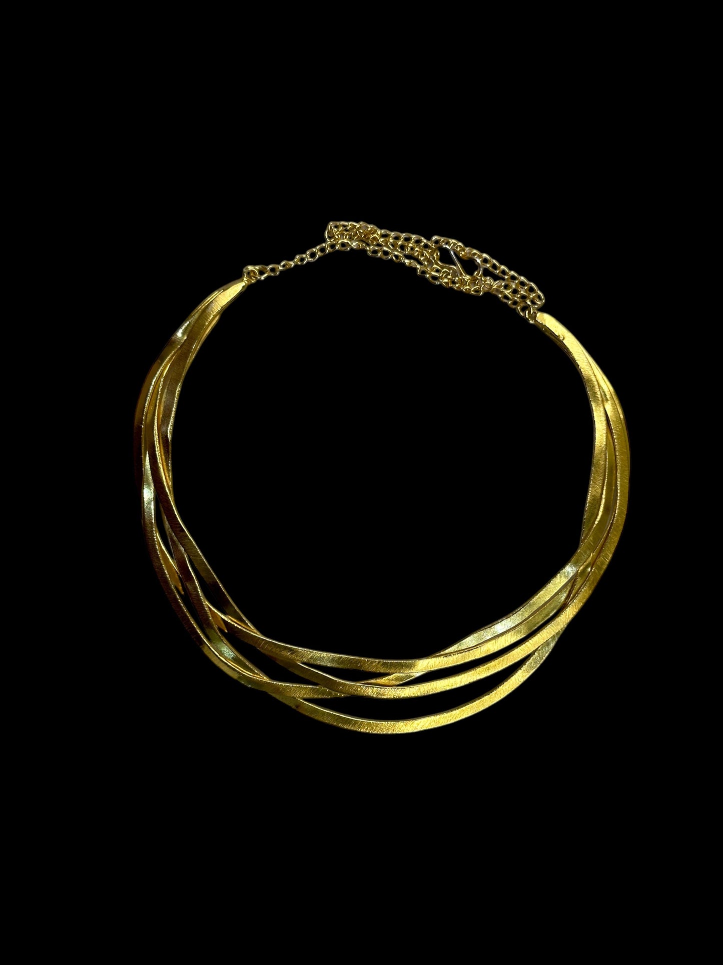 Flat Noodle Statement Gold Plated Hasli