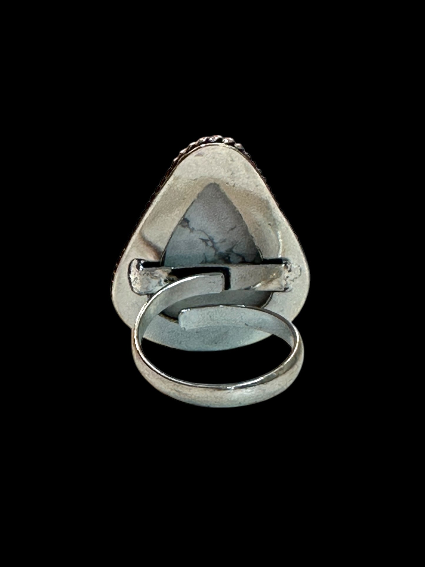 White Howlite Stone Chunky Adjustable White Alloy Ring