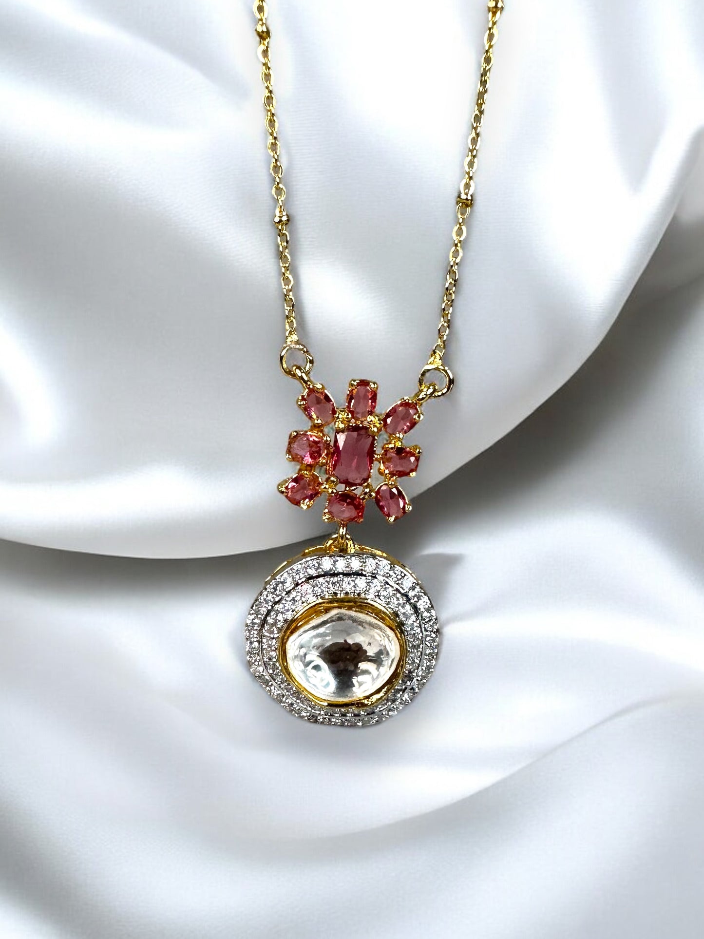 Rani Chaand Polki Pendant Set