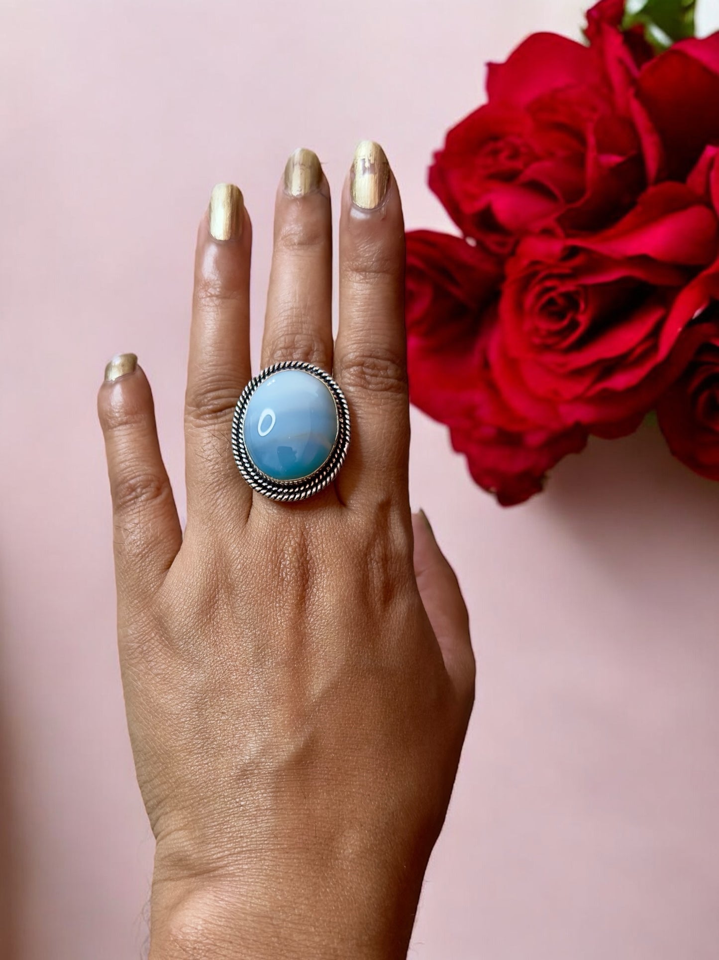 Natural Stone Chunky Adjustable Ring