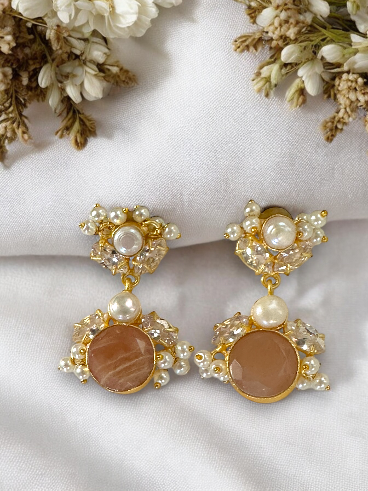 Brown Sunstone Pearl Loreal Earrings