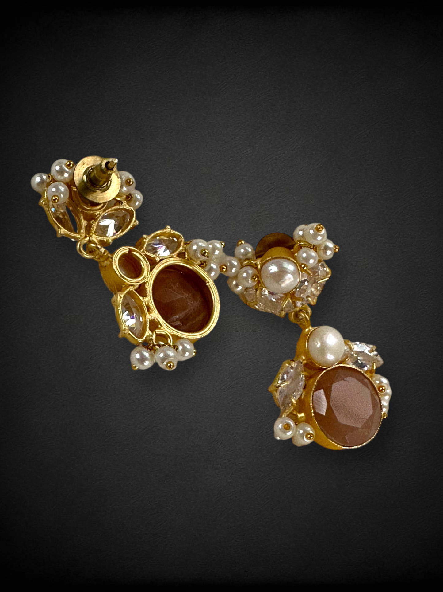 Brown Sunstone Pearl Loreal Earrings
