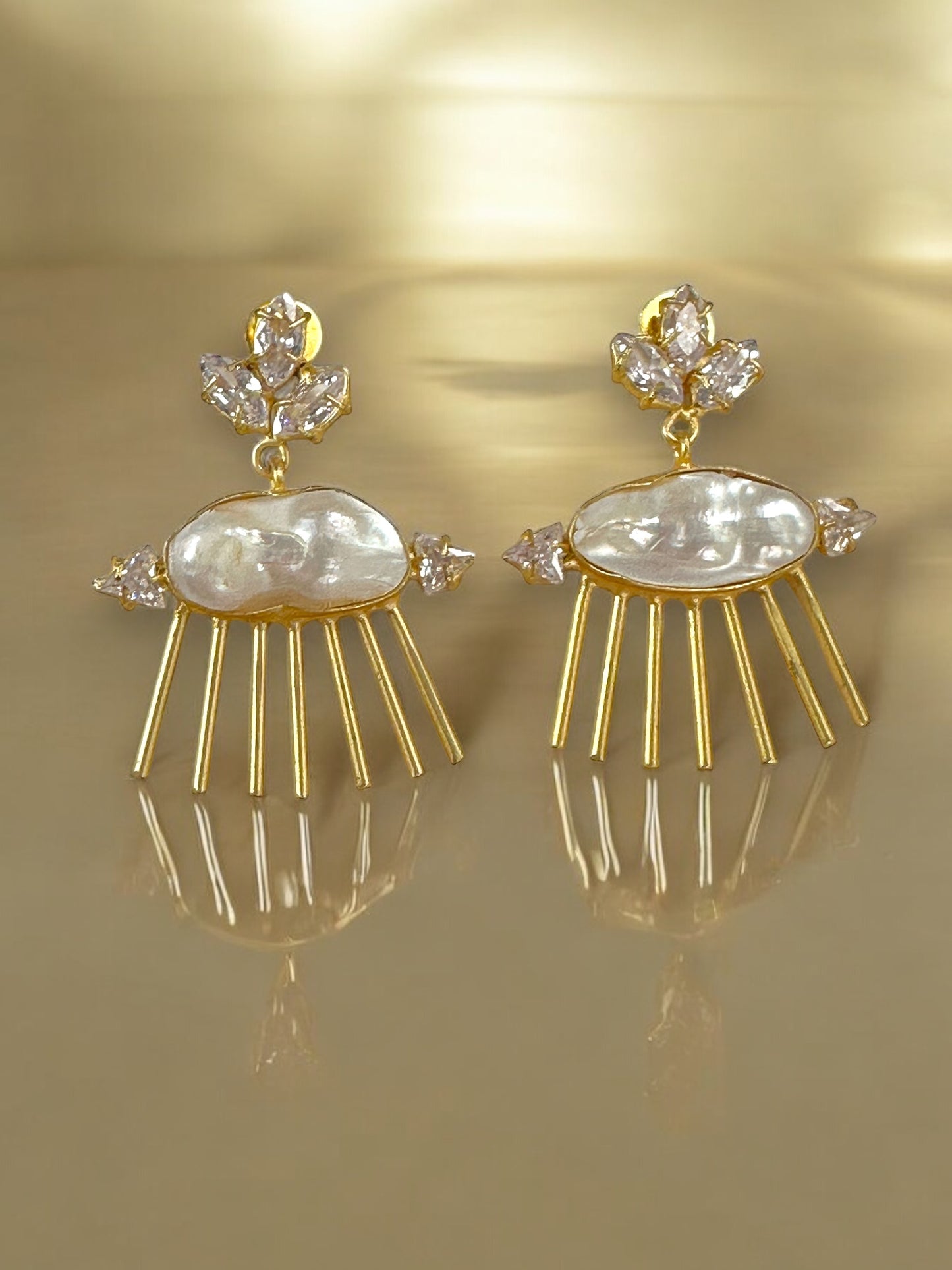 White Baroque Pearl Eye Earrings
