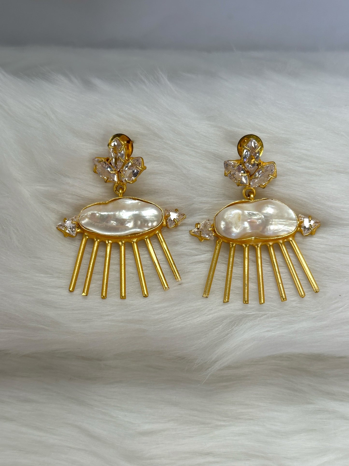 White Baroque Pearl Eye Earrings