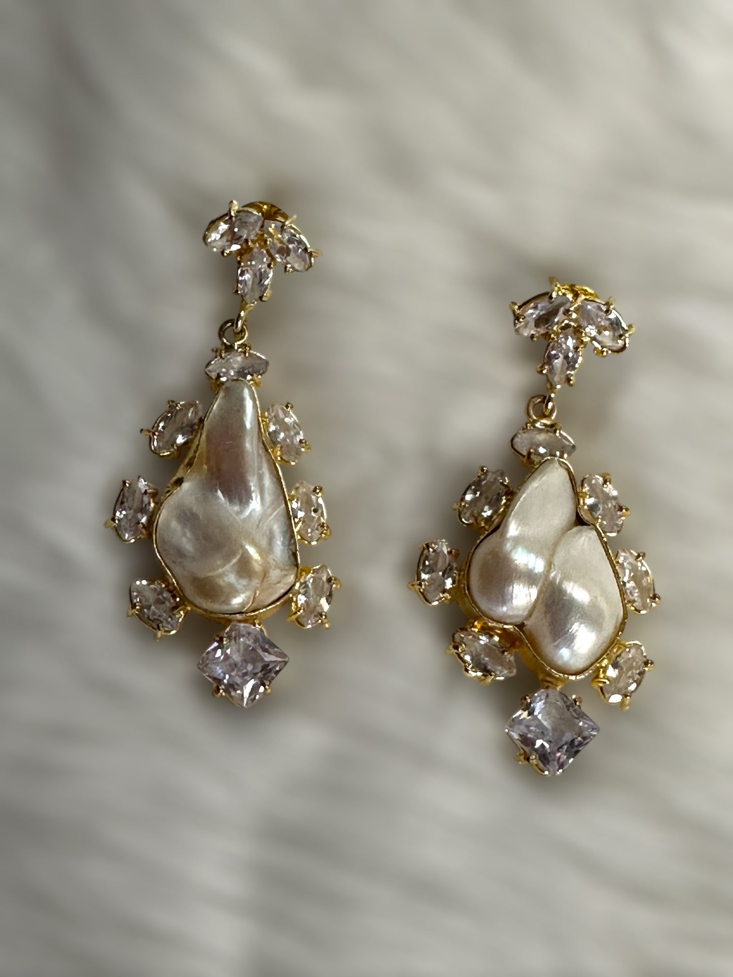 White Baroque Pearl Galaxy Earrings