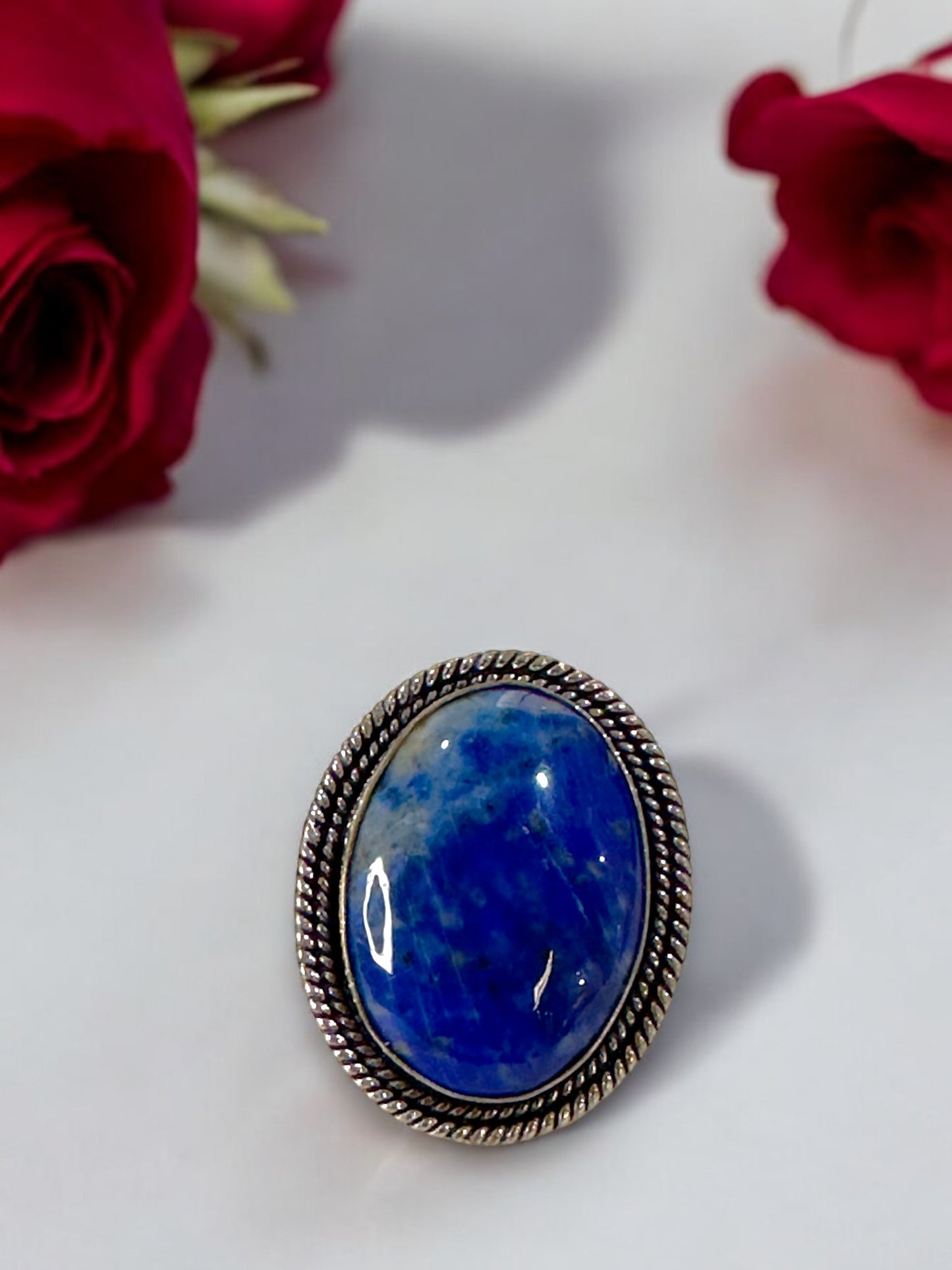 Blue Lapis Lazuli Chunky Adjustable Ring