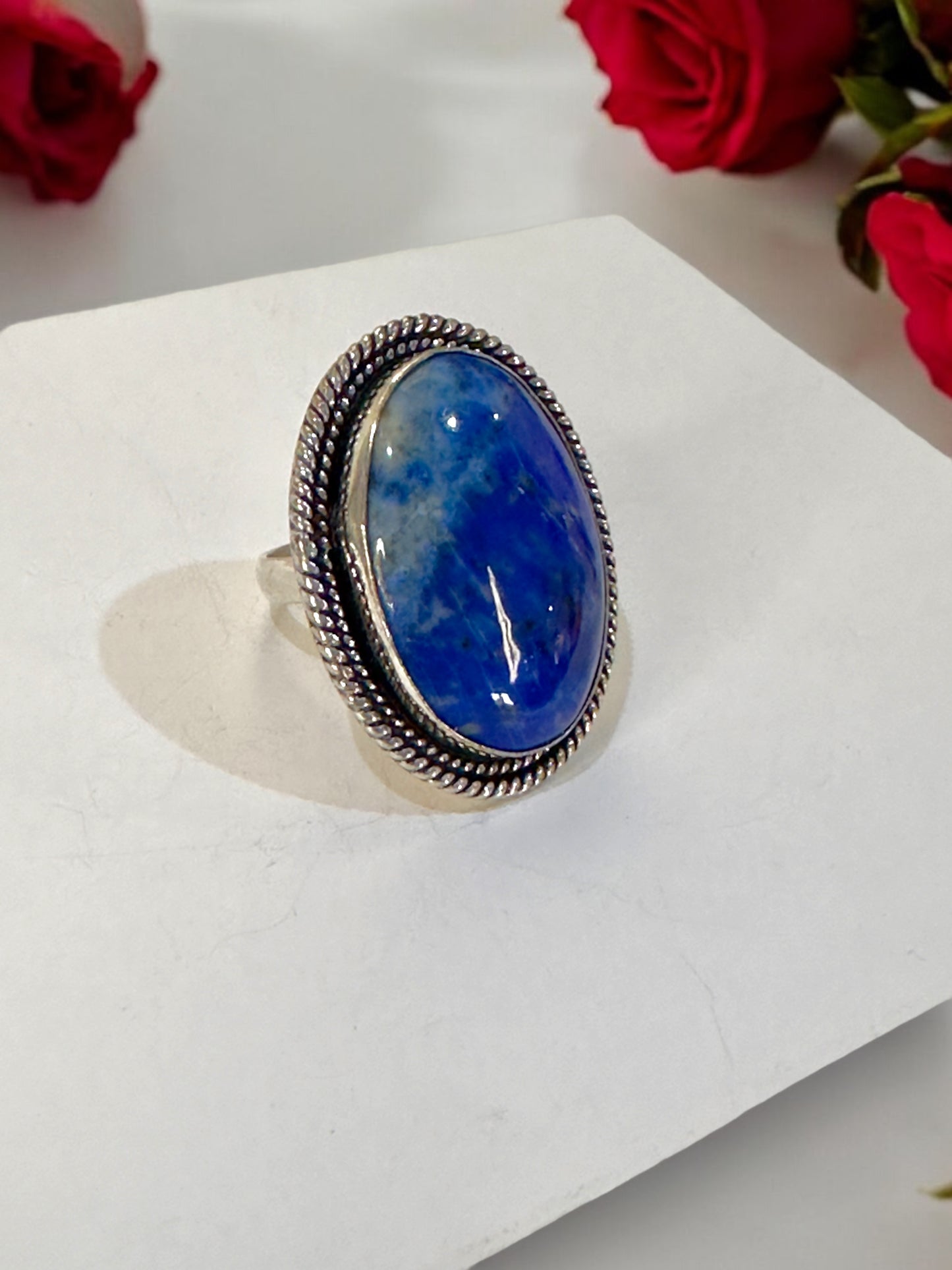 Blue Lapis Lazuli Chunky Adjustable Ring