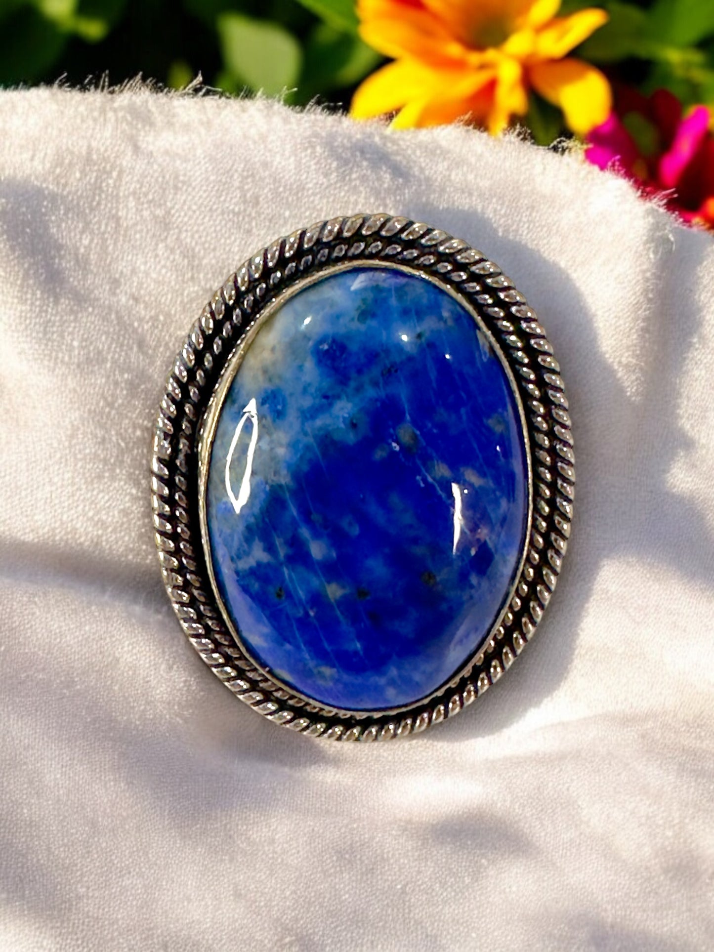 Blue Lapis Lazuli Chunky Adjustable Ring