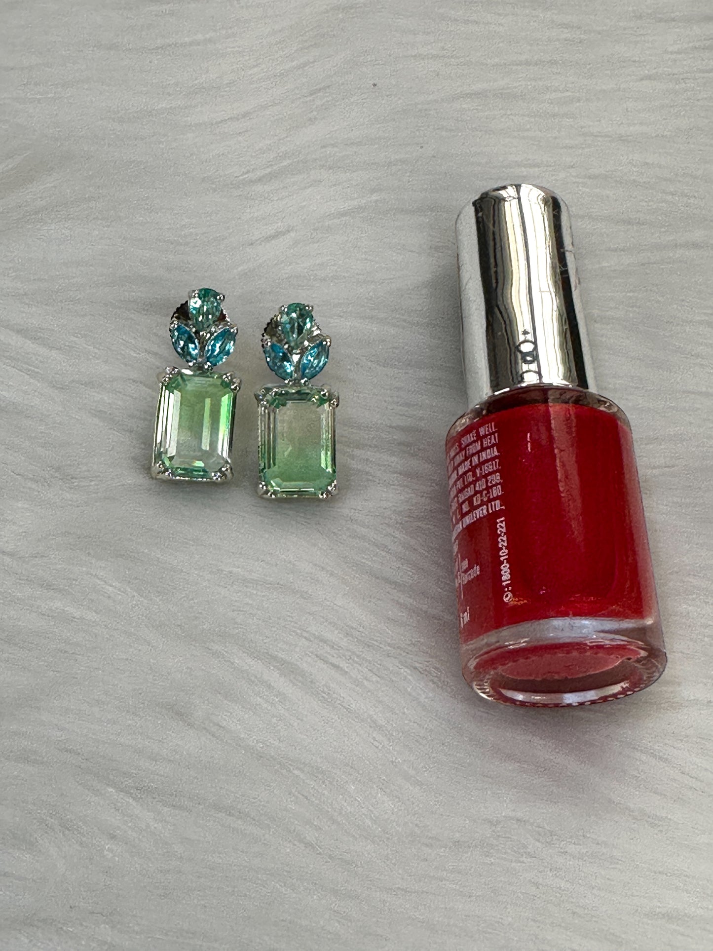 Green Blue Dual Shade Crystal Earrings