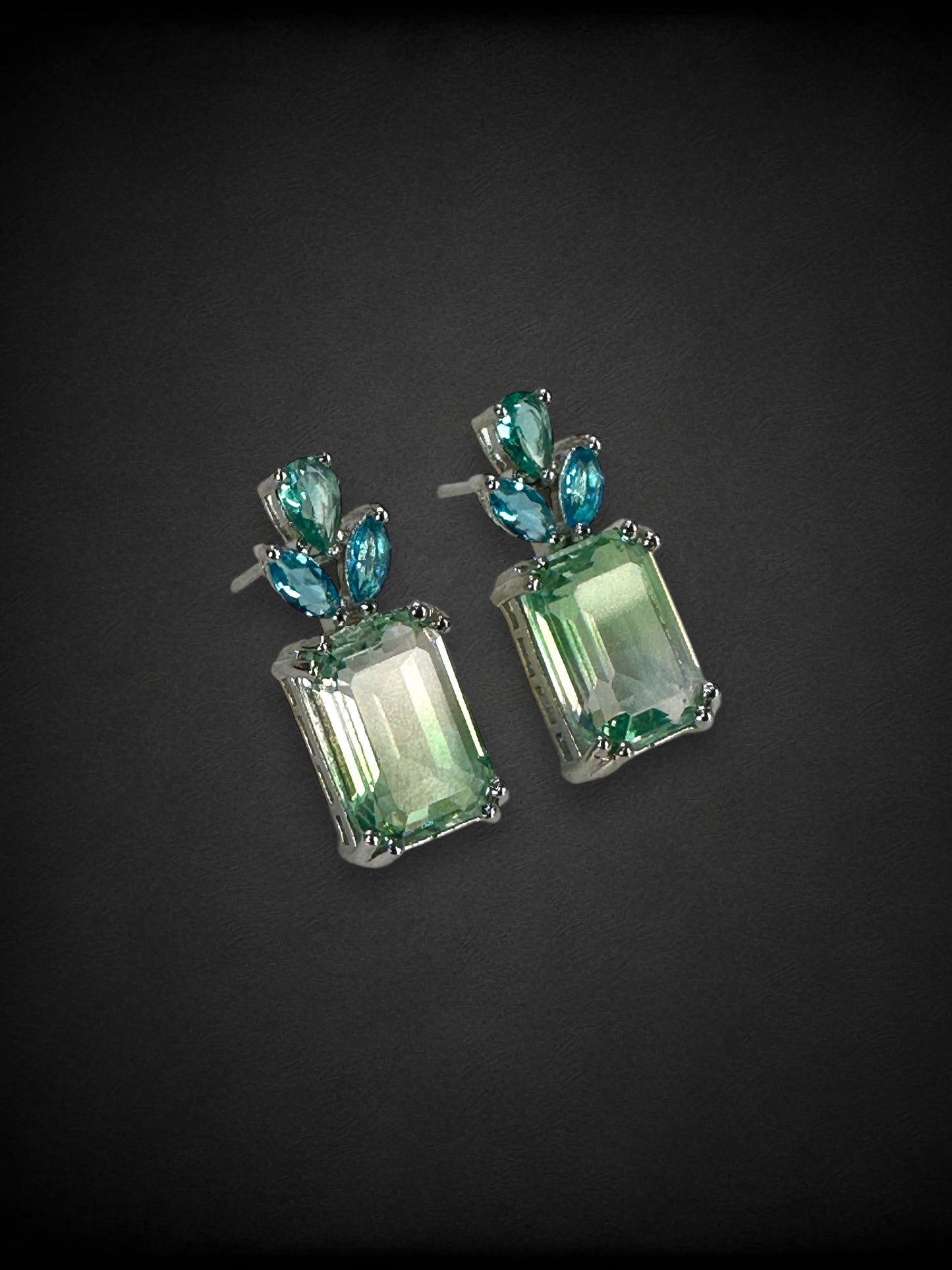 Green Blue Dual Shade Crystal Earrings