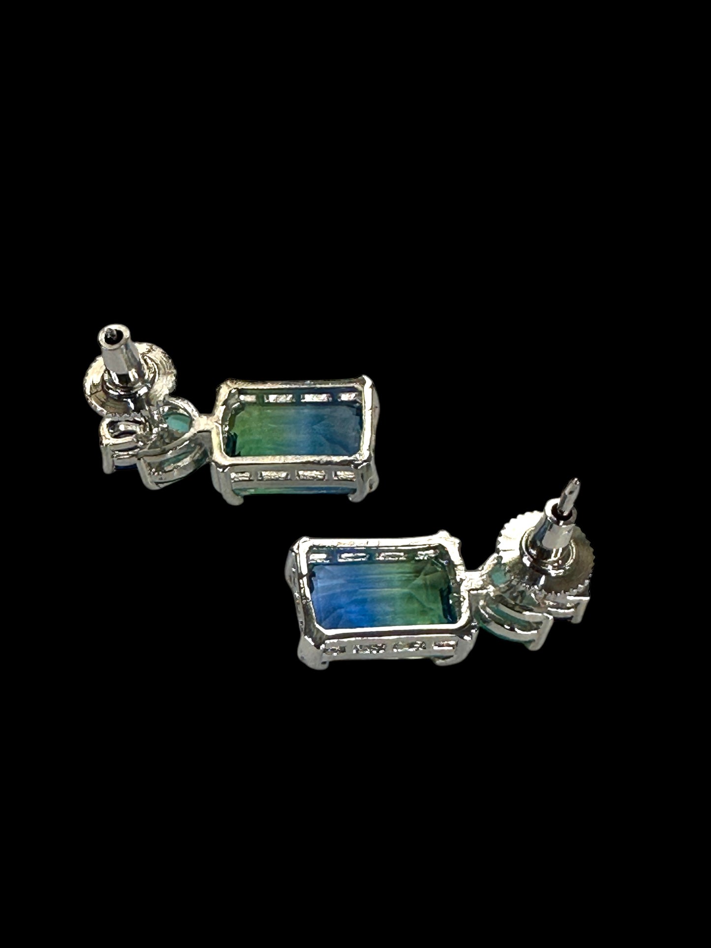 Dual Shade Crystal Stud Earrings