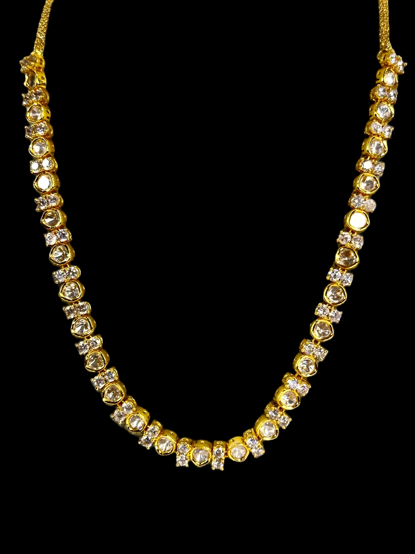 Delicate Mossanite Polki Necklace Set