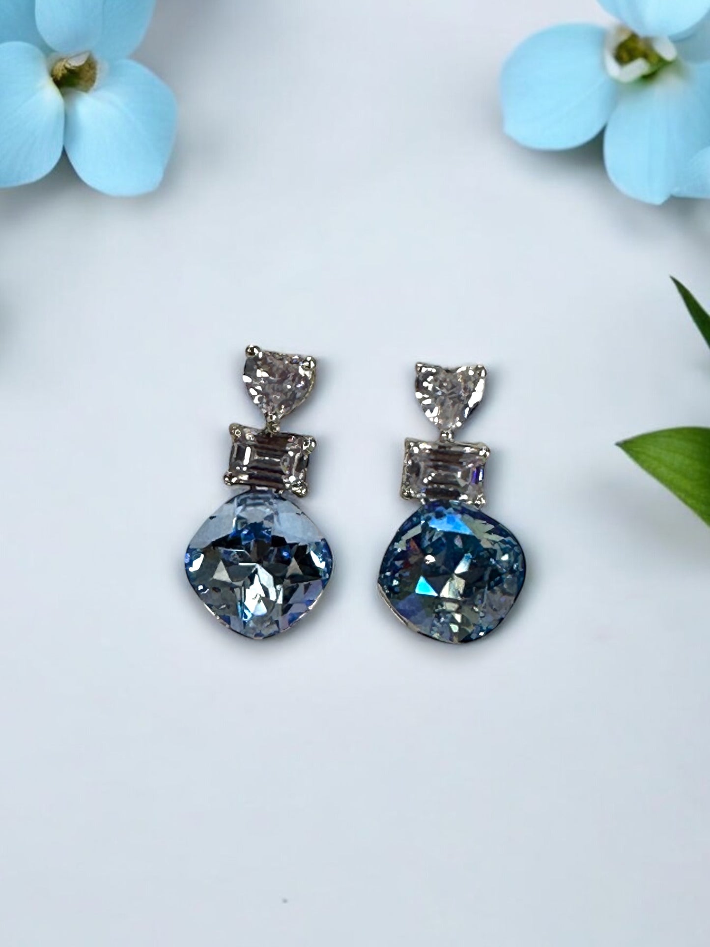 Blue Swarovski Drop Earrings