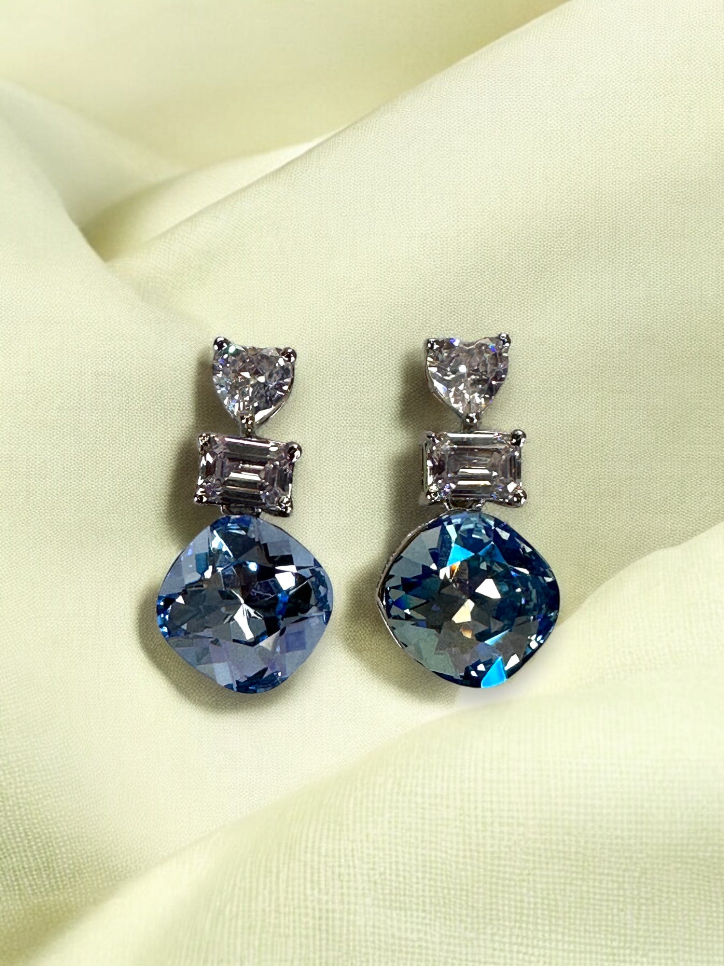 Blue Swarovski Drop Earrings