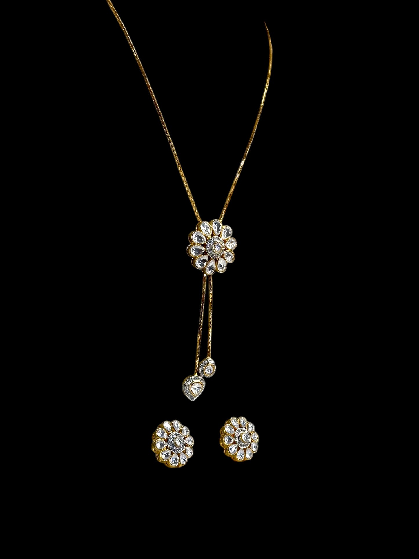 Ek-Phool Minimal Polki Pendant Set