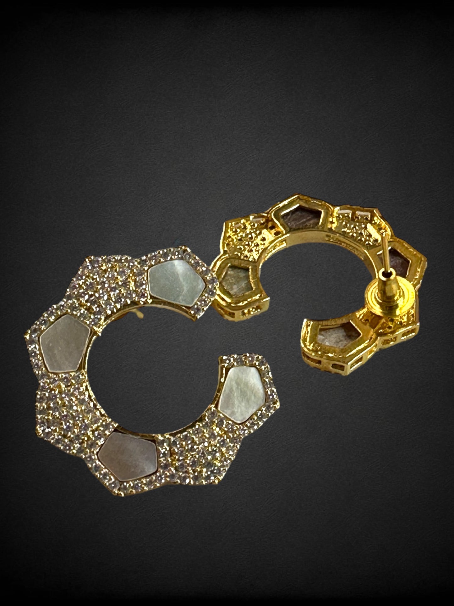 White Mother-of-Pearl Oversized Cup Earrings