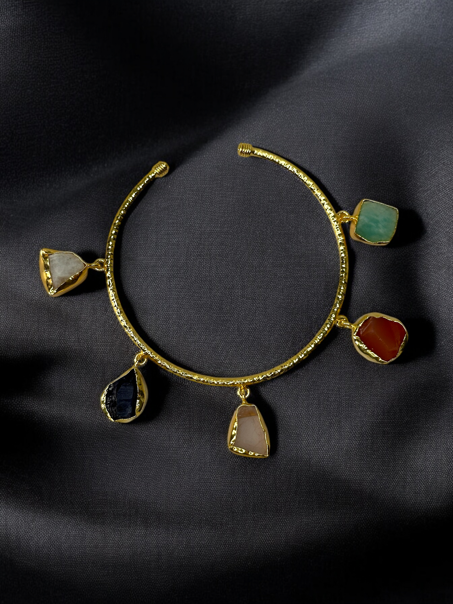 Multicoloured Stones Charm Bangle