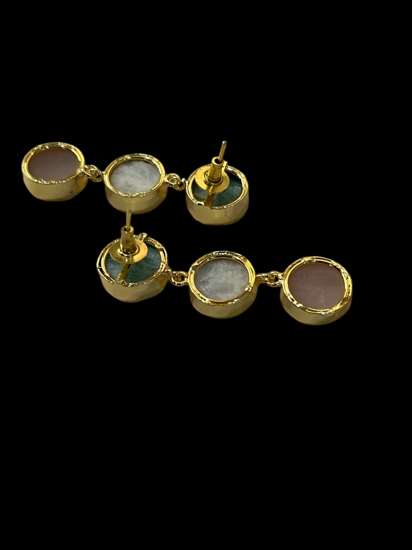 Multi Color Tripple Stone Classic Ladi Danglers