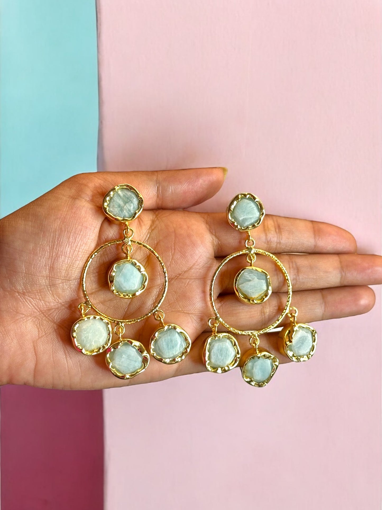 Modern Stone Chandbali Earrings