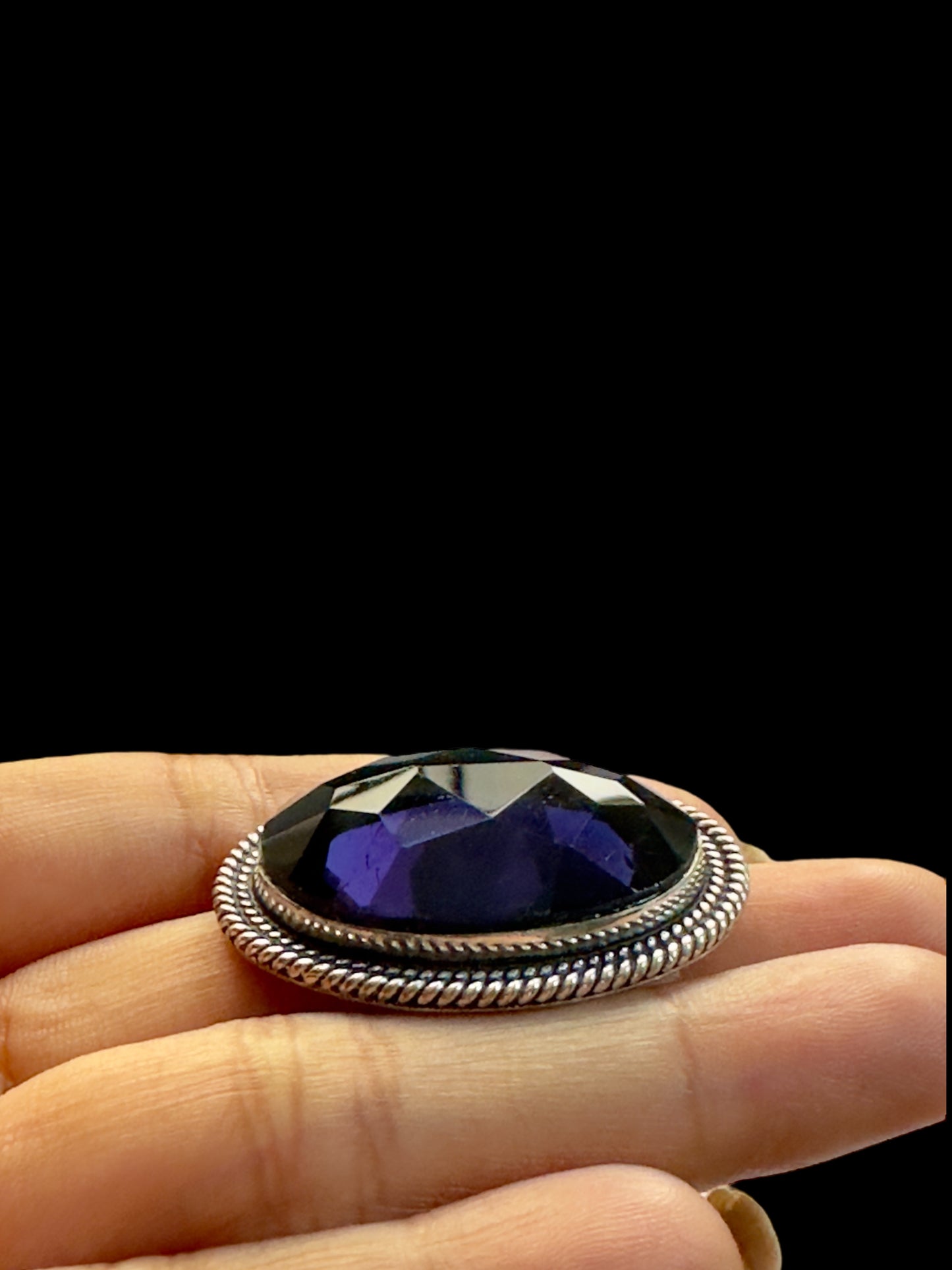 Natural Quartz Stone Chunky Adjustable Alloy Ring