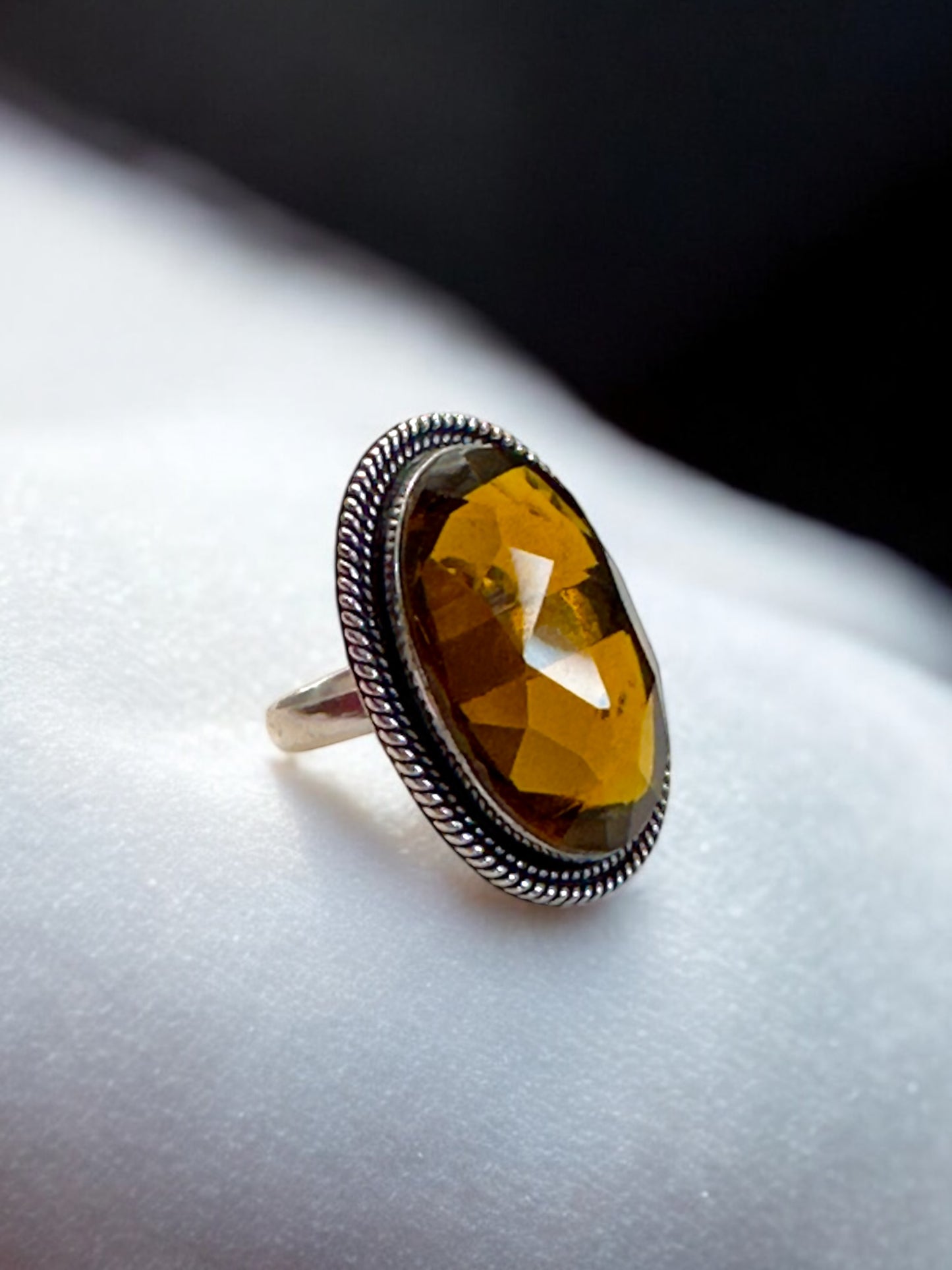 Natural Quartz Stone Chunky Adjustable Alloy Ring