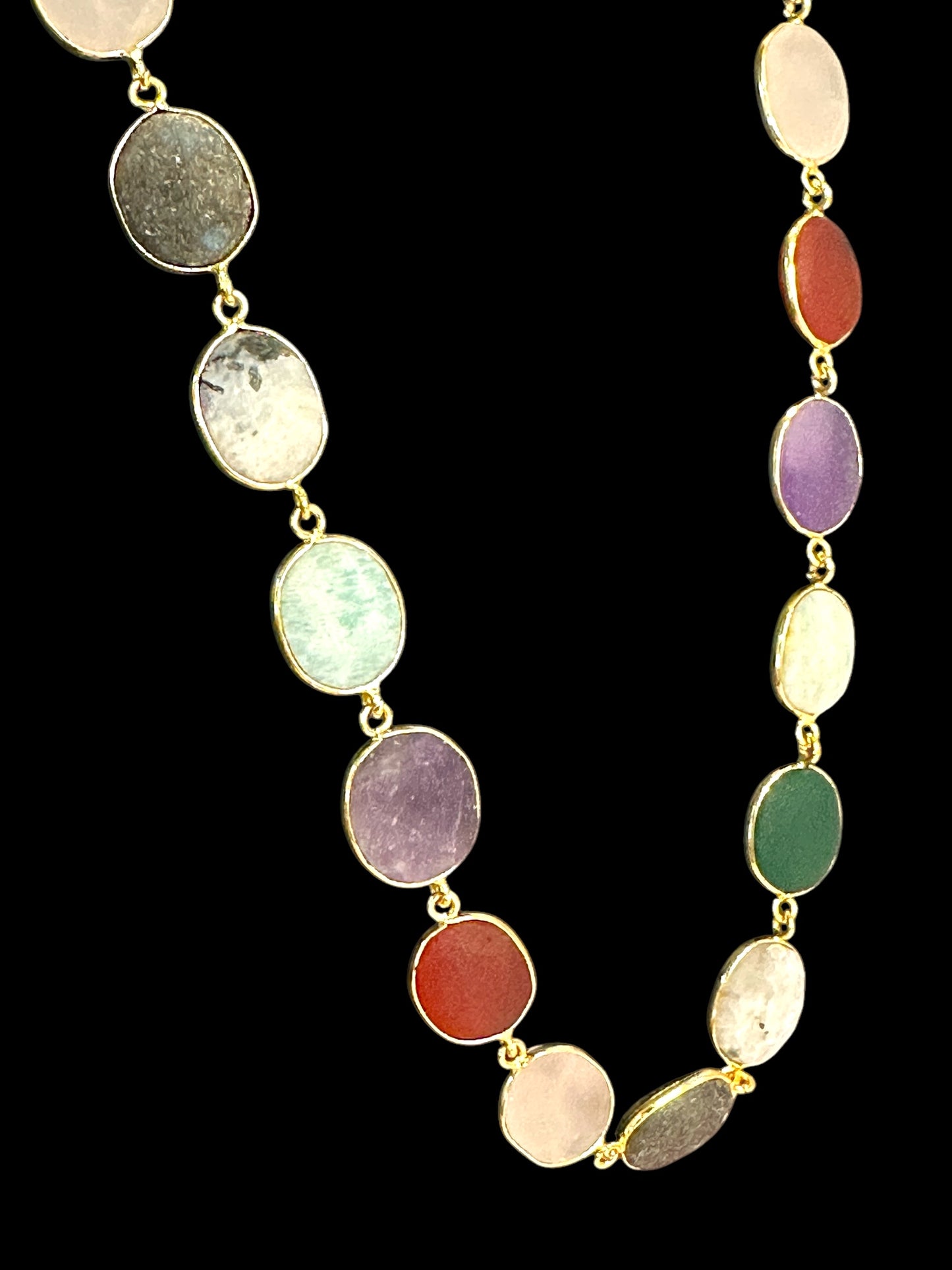 Multi Stone Oval Cut String Necklace