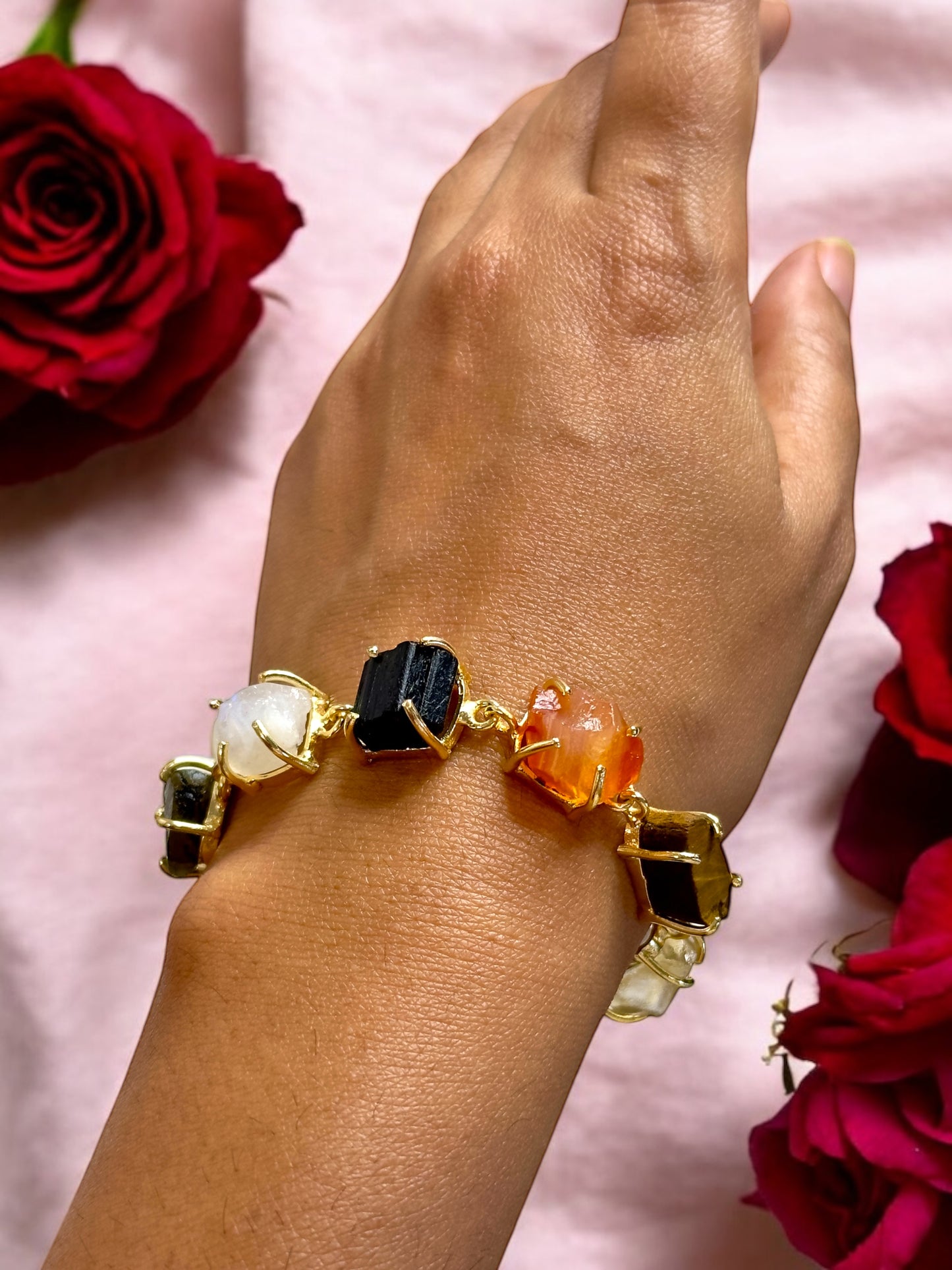 Multi Stone Saisha Brass Bracelet