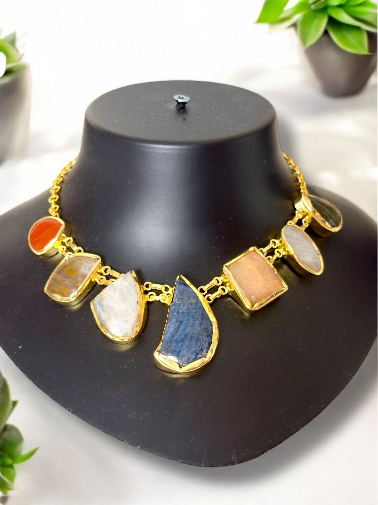 Sapta Ratan Seven Stones Chain Necklace
