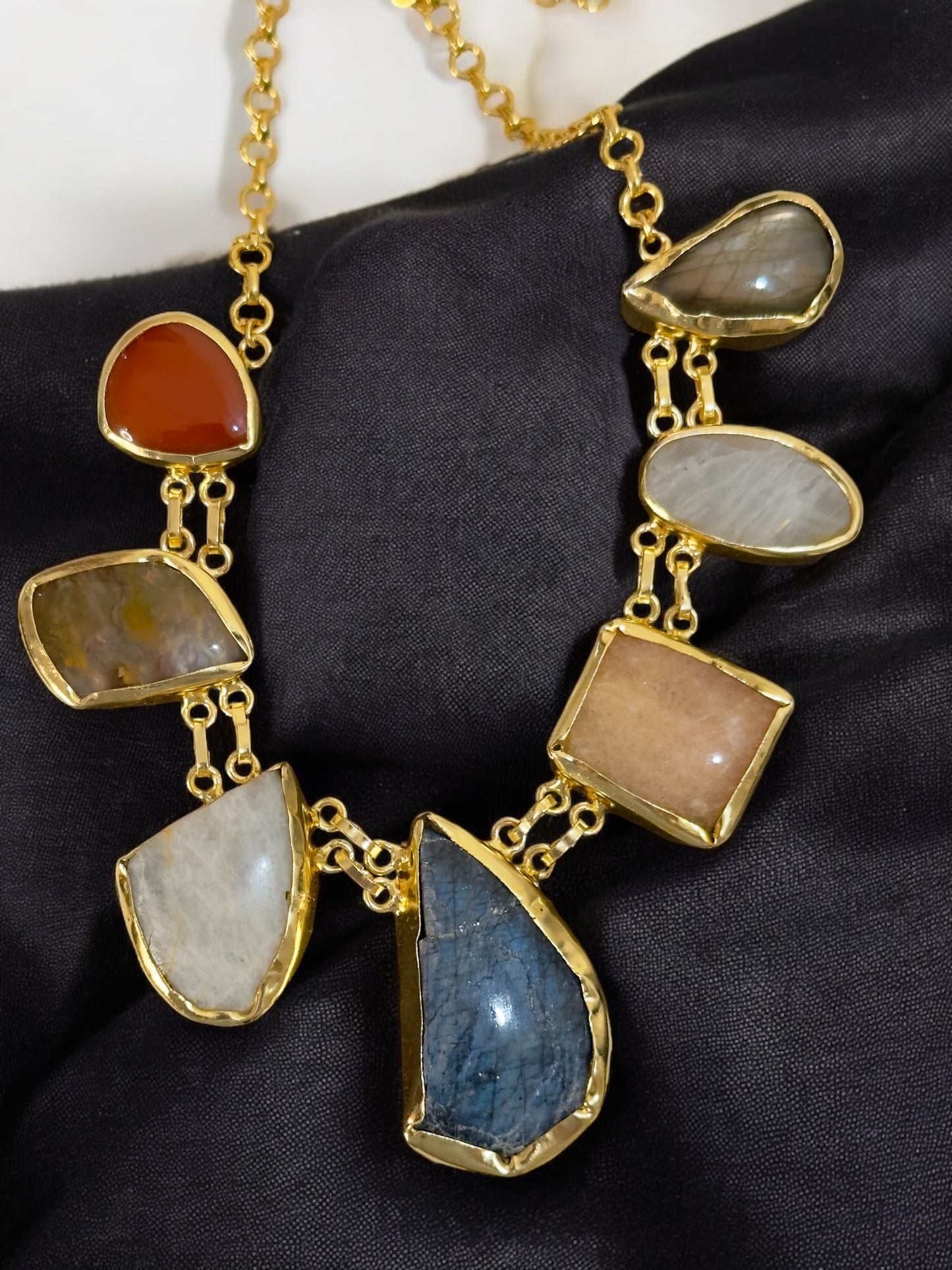 Sapta Ratan Seven Stones Chain Necklace