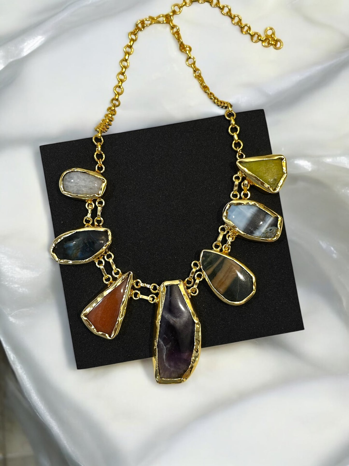 Sapta Ratan Seven Stones Chain Necklace
