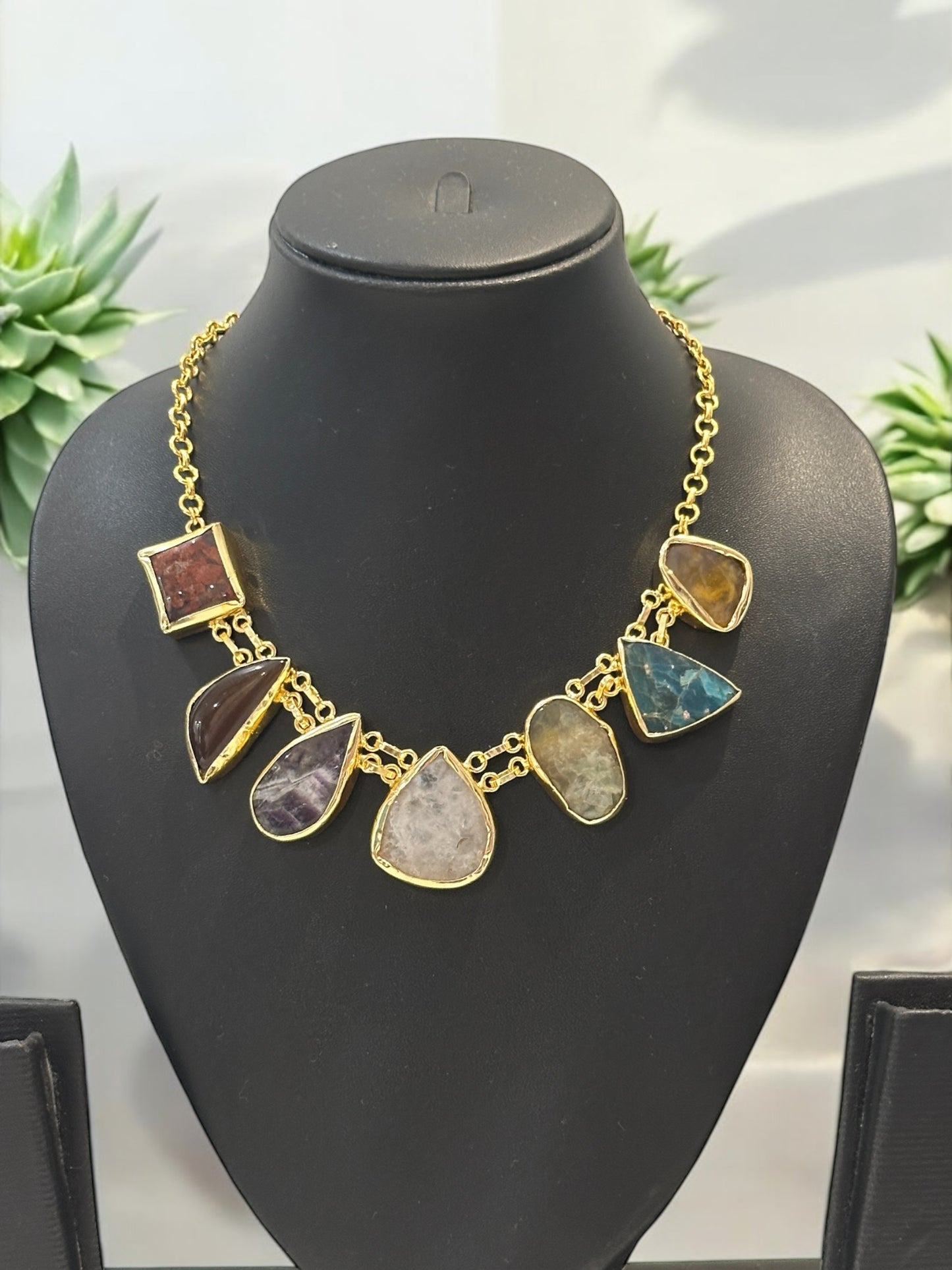 Sapta Ratan Seven Stones Chain Necklace