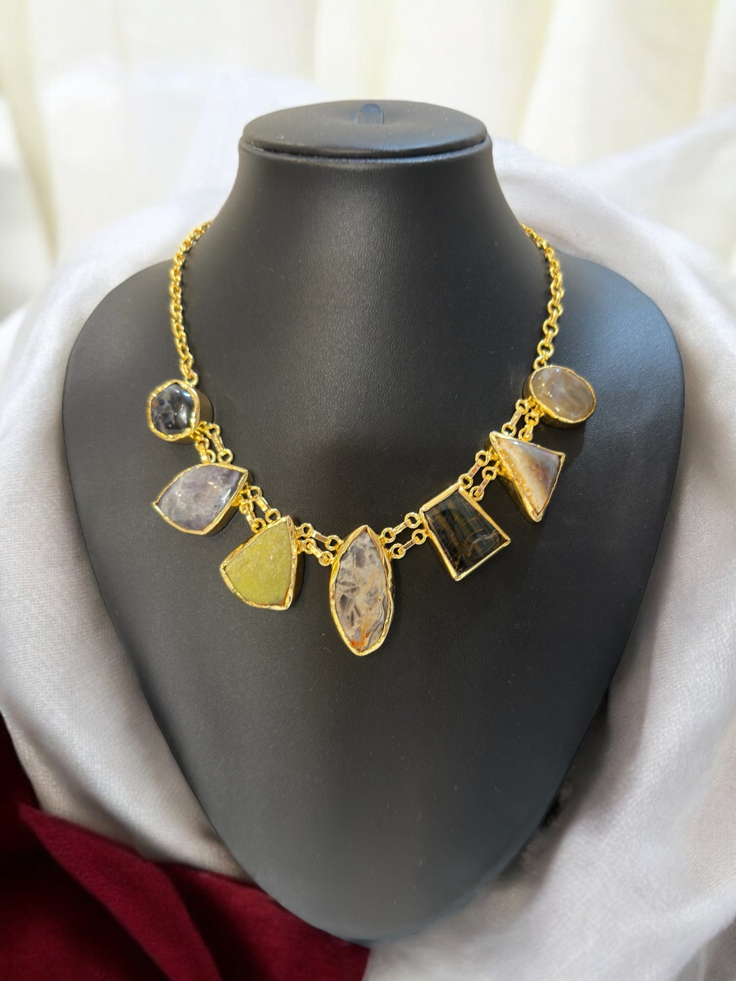 Sapta Ratan Seven Stones Chain Necklace