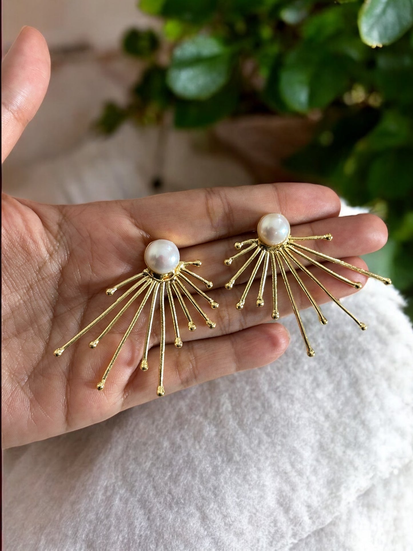 Sunrise Pearl Brass Studs