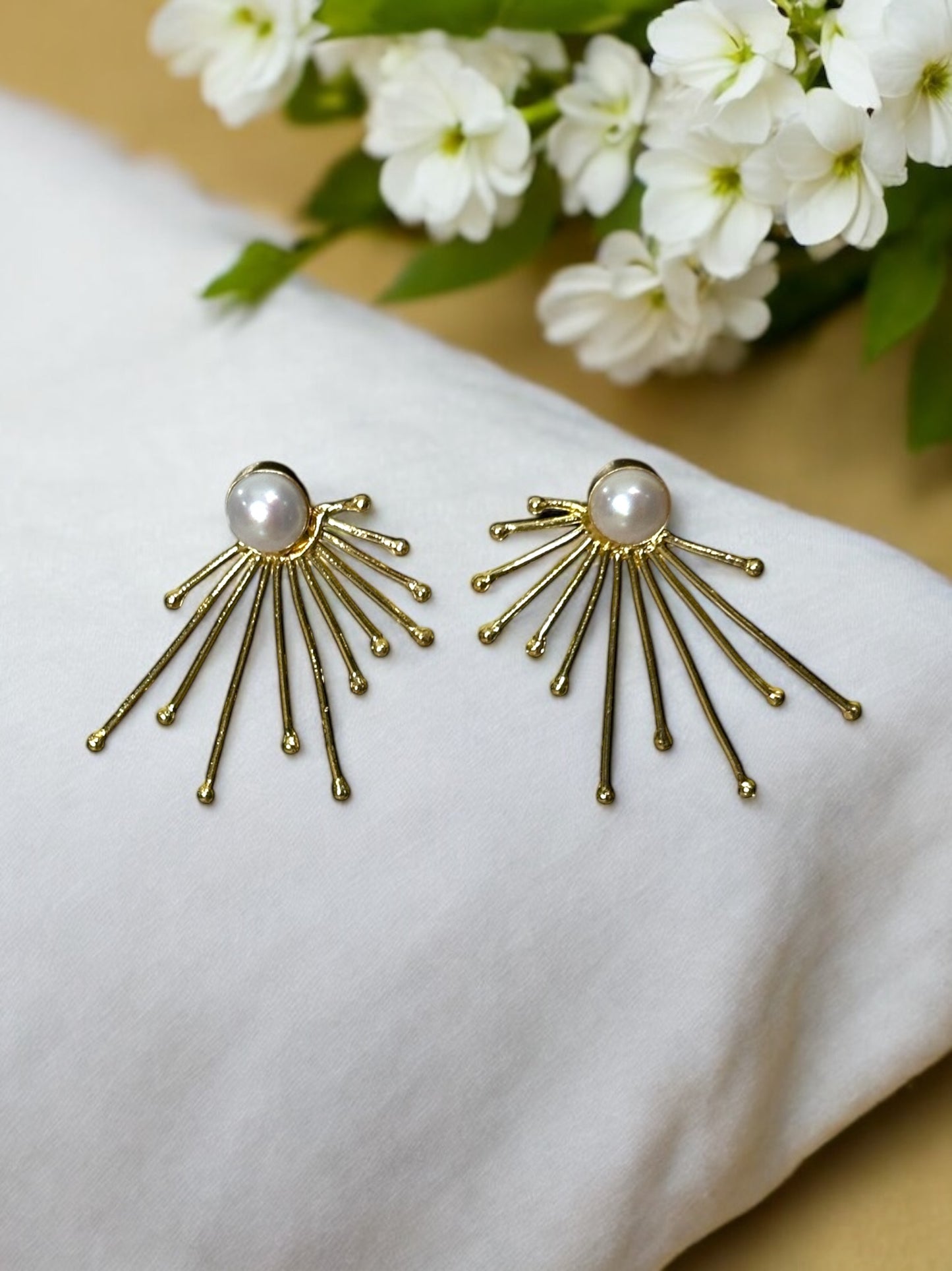 Sunrise Pearl Brass Studs