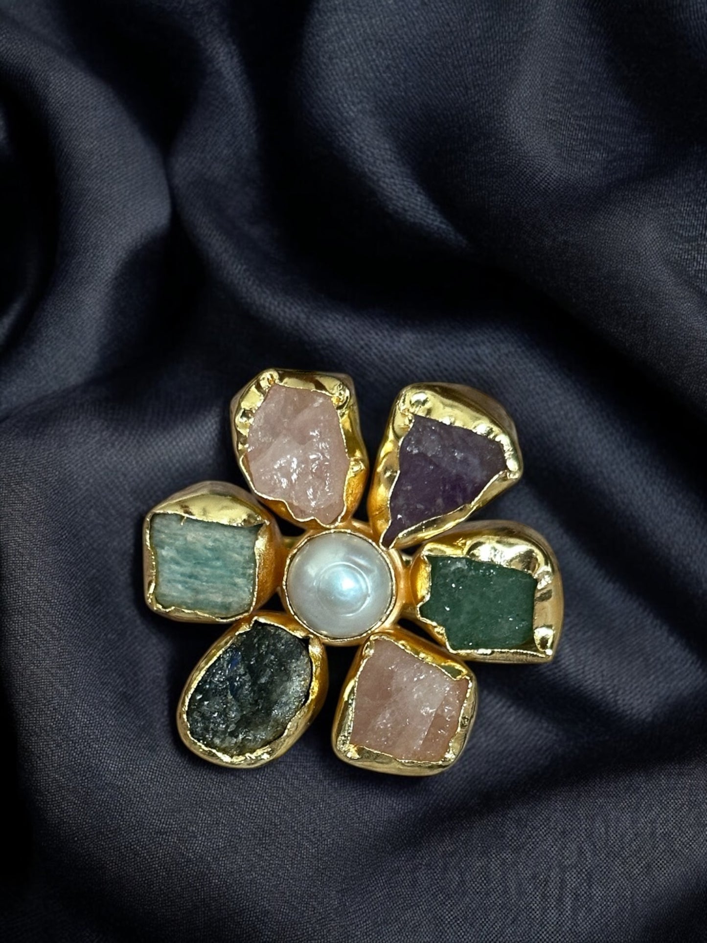 Phool Stone Pearl Ring