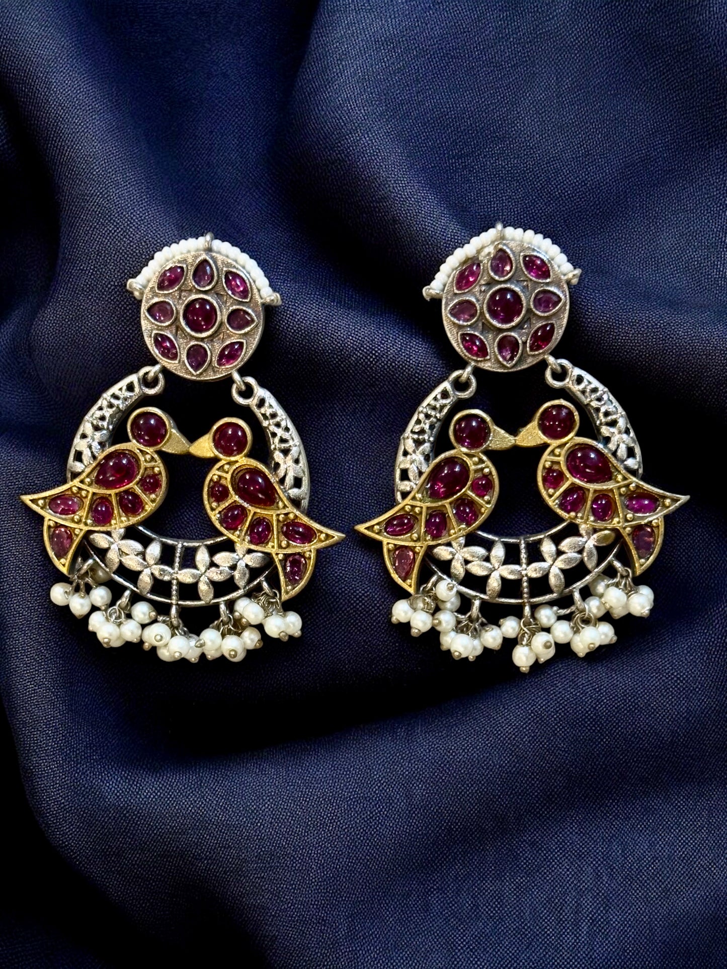 Tota Maina Dual Tone Pachi Earrings