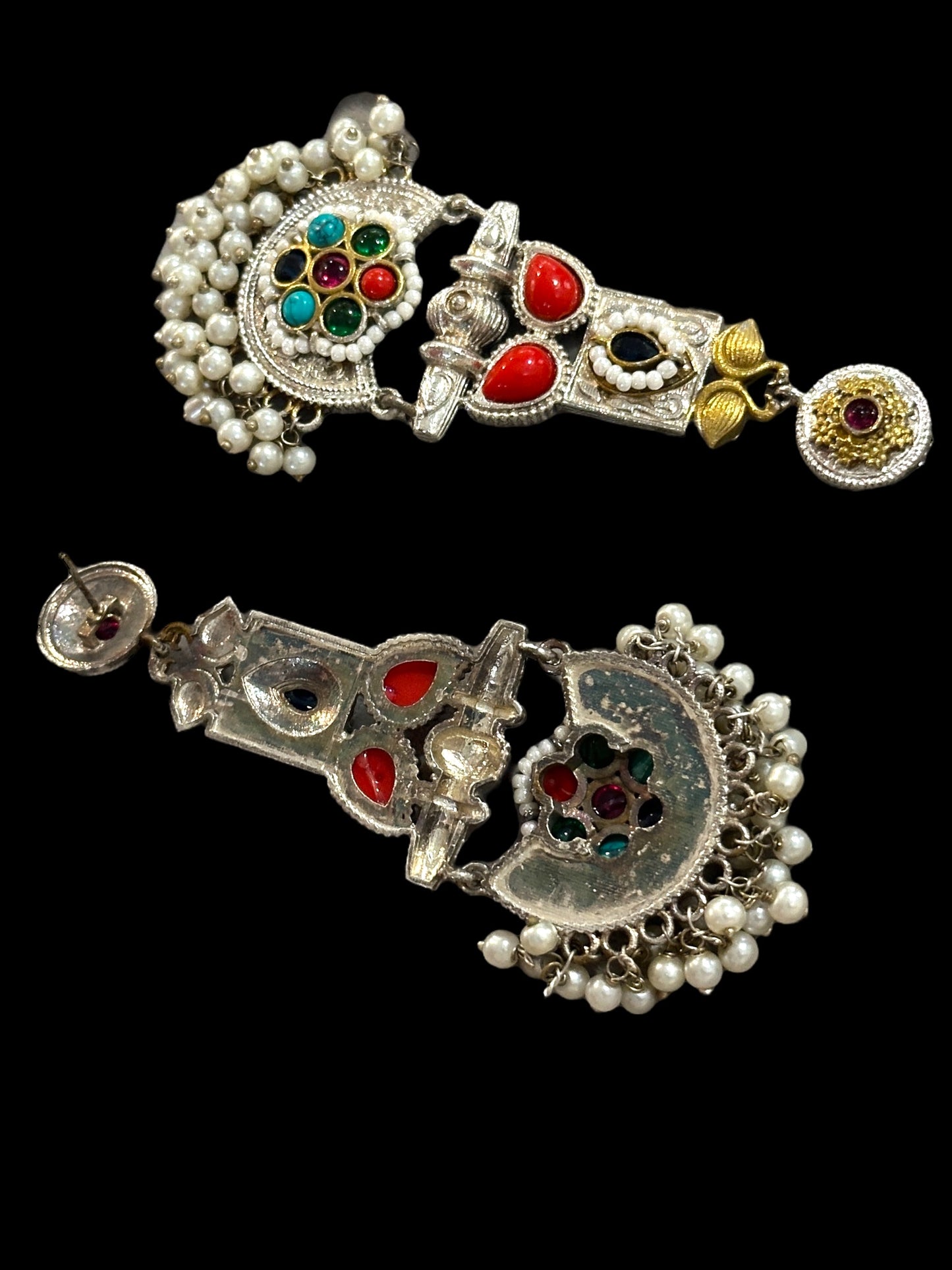 Swan Dual Tone Pachi Earrings